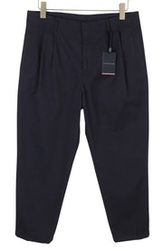 TOMMY HILFIGER Army Stretch Twill Men Trousers EU50 Dark Blue Pleated Zip Fly