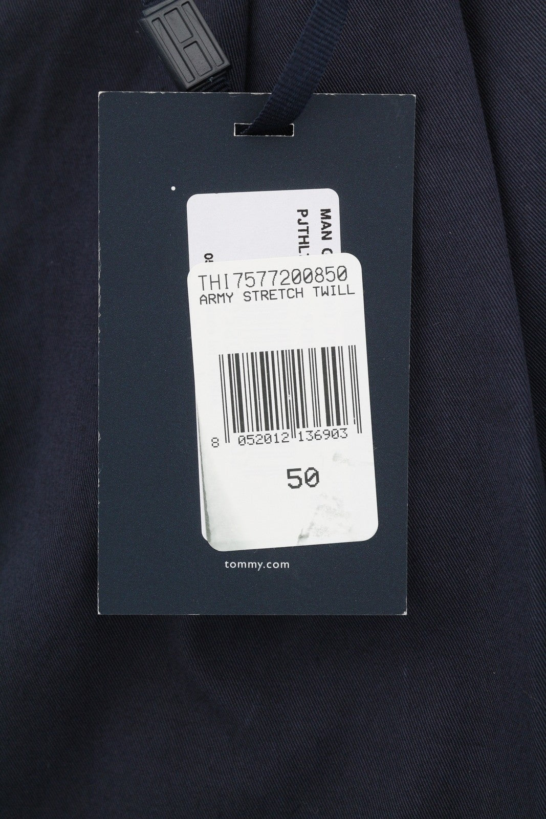 TOMMY HILFIGER Army Stretch Twill Men Trousers EU50 Dark Blue Pleated Zip Fly