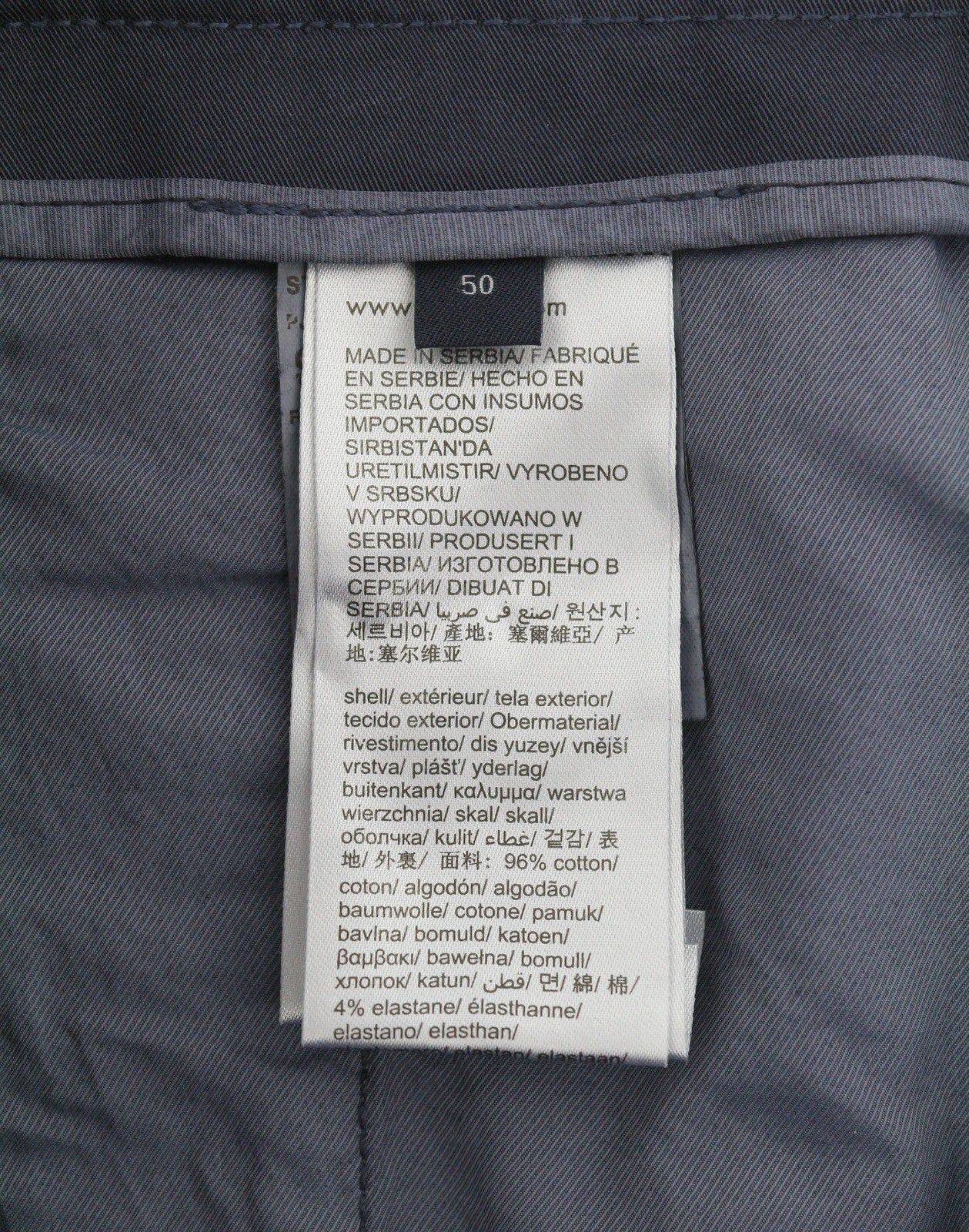 TOMMY HILFIGER Army Stretch Twill Men Trousers EU50 Dark Blue Pleated Zip Fly