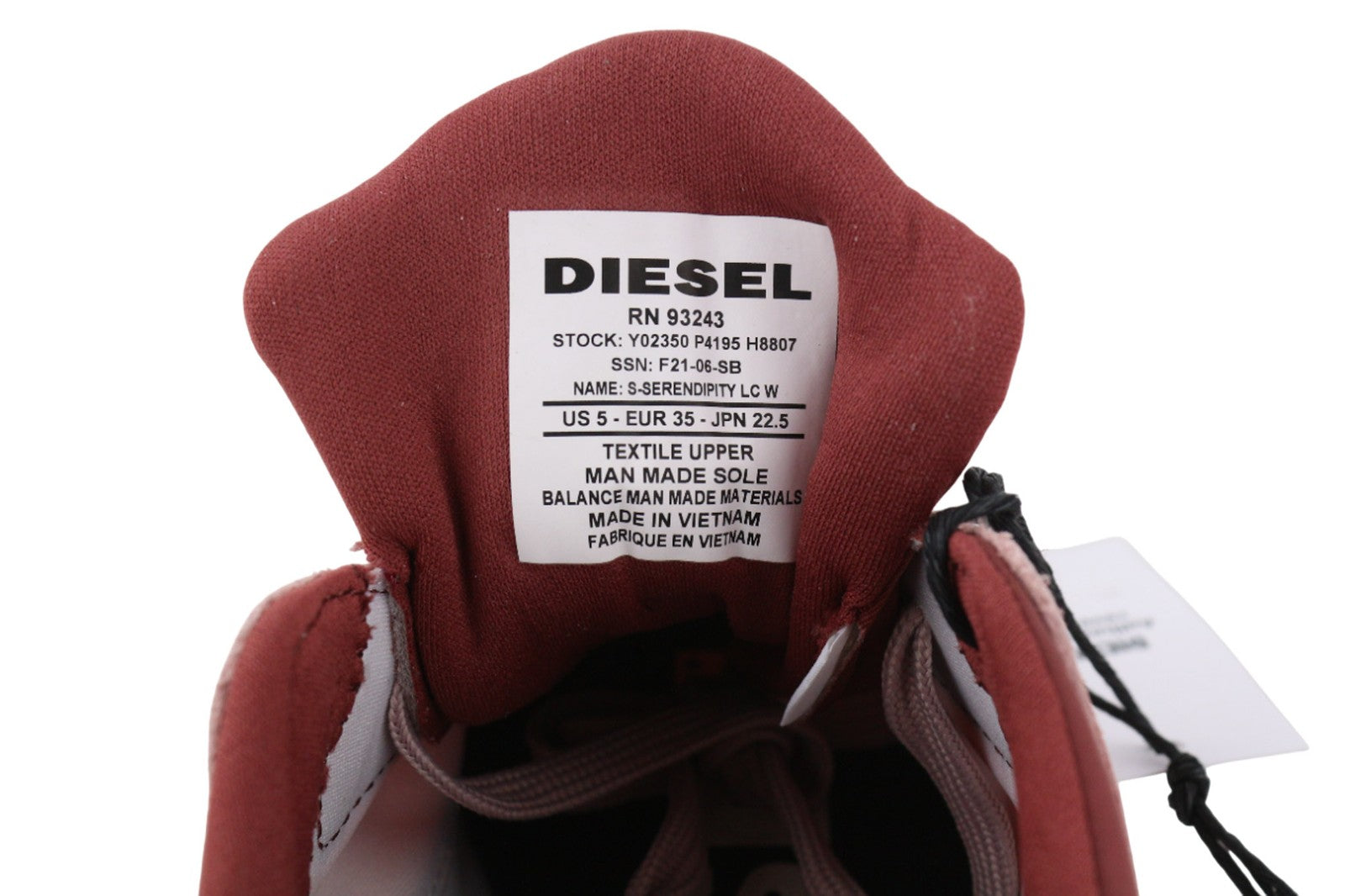 DIESEL S-Serendipity LC moteriški sportbačiai, UK3, EU35, violetiniai, žemakulniai bateliai su raišteliais. 