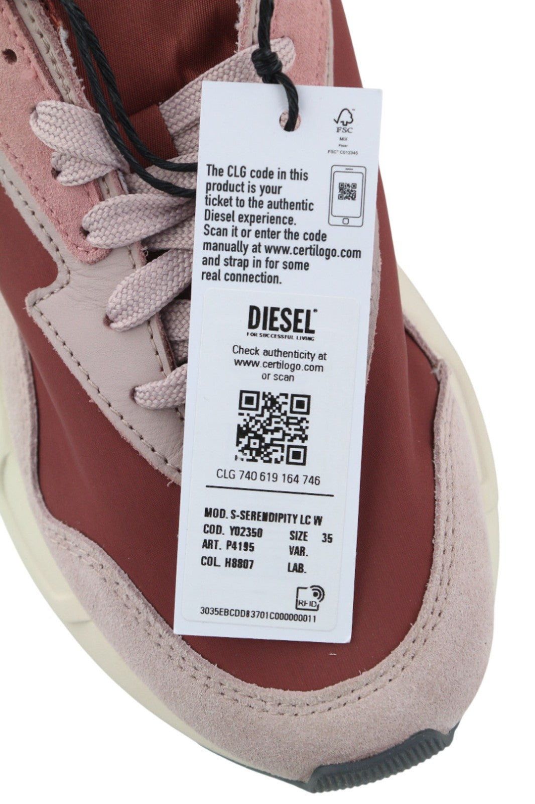 DIESEL S-Serendipity LC moteriški sportbačiai, UK3, EU35, violetiniai, žemakulniai bateliai su raišteliais. 