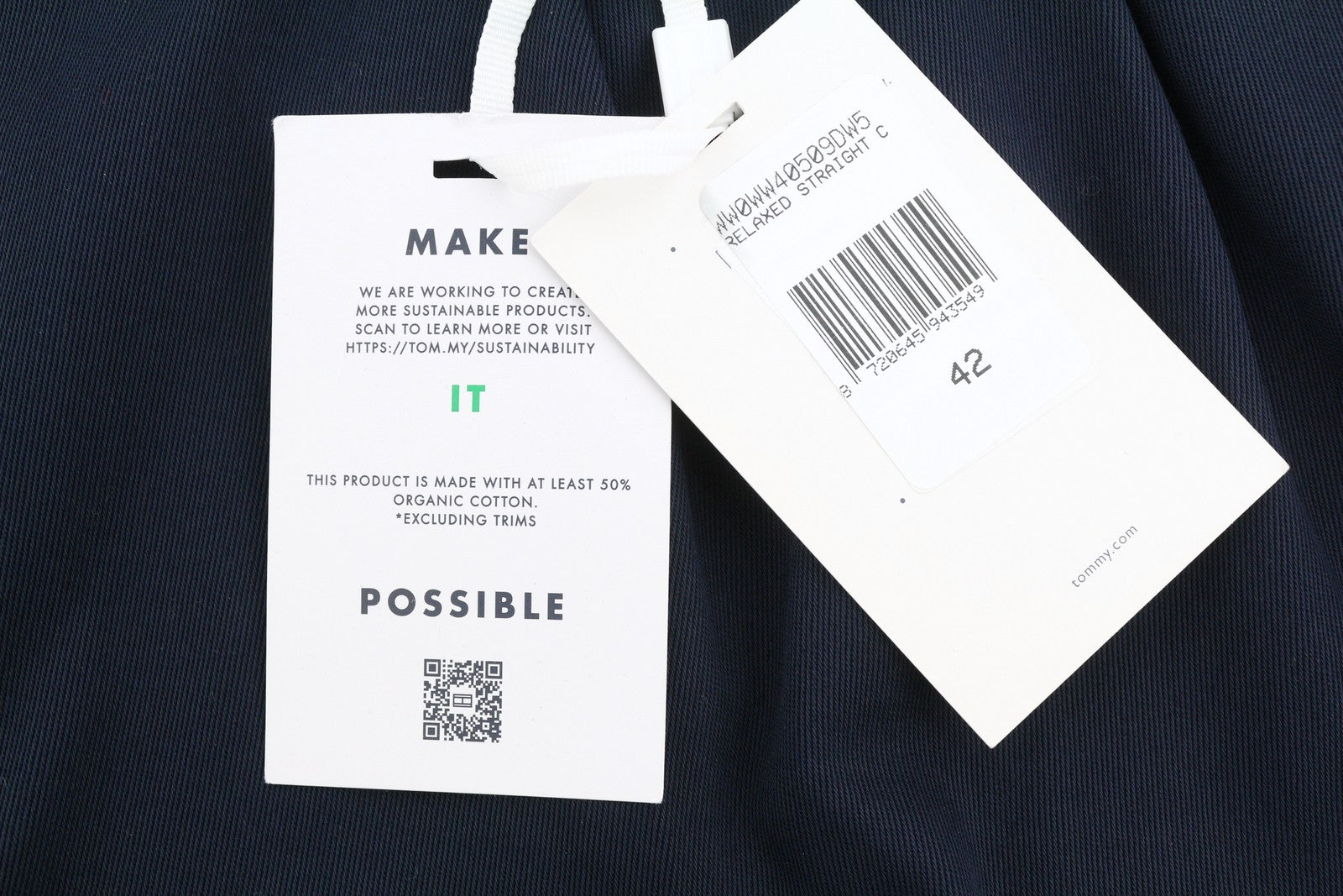 TOMMY HILFIGER laisvalaikio tiesios moteriškos kelnės EU42 tamsiai mėlynos klostuotos užtrauktuku 