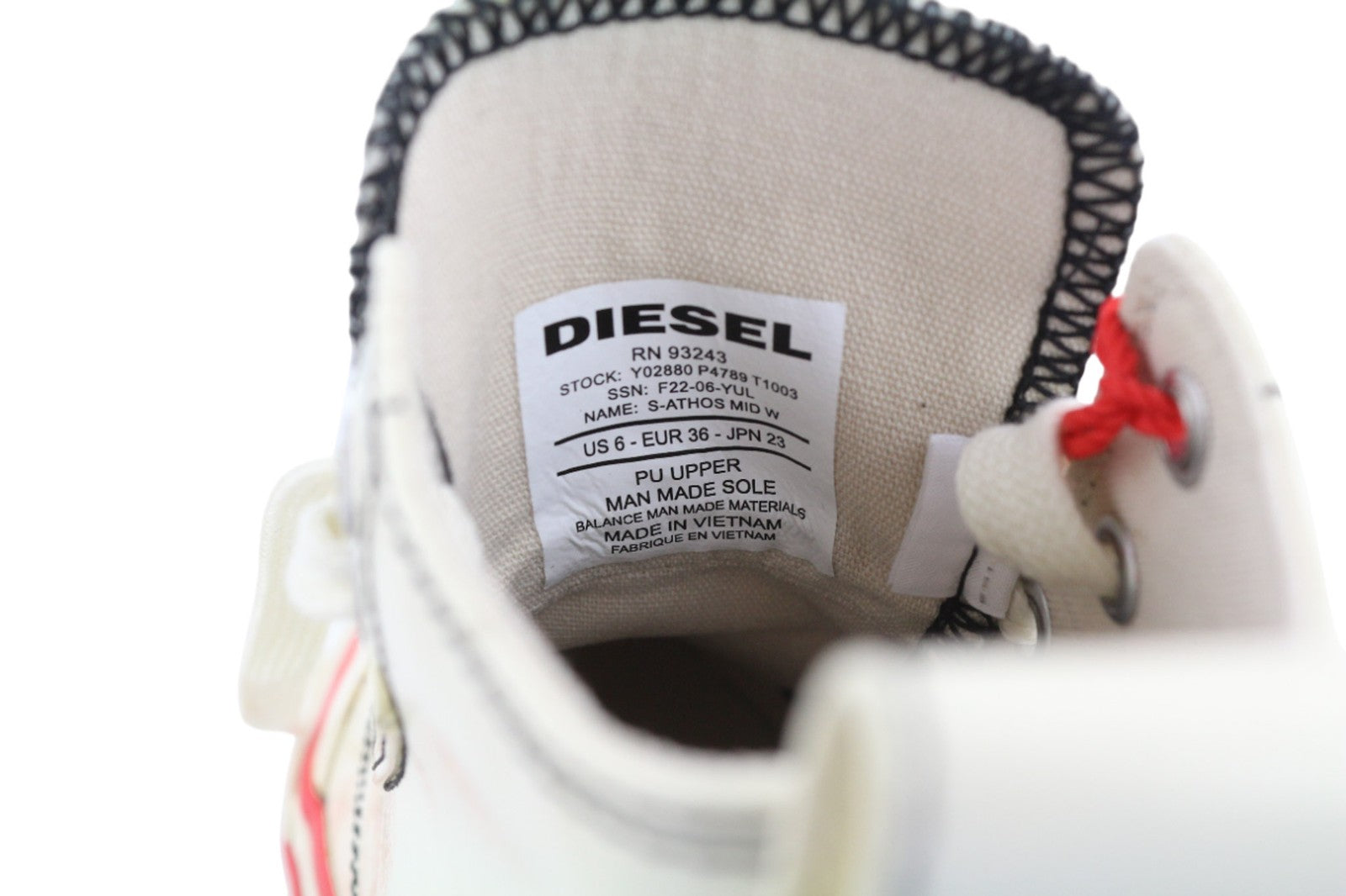 DIESEL A-Athos Mid moteriški sportbačiai, UK4 EU36, balti, migdolų spalvos, aukšti, RRP 175 