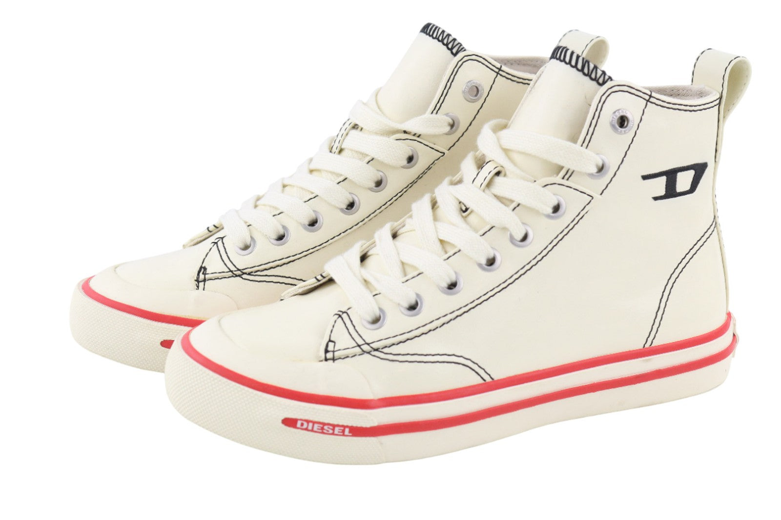 DIESEL A-Athos Mid moteriški sportbačiai, UK4 EU36, balti, migdolų spalvos, aukšti, RRP 175 