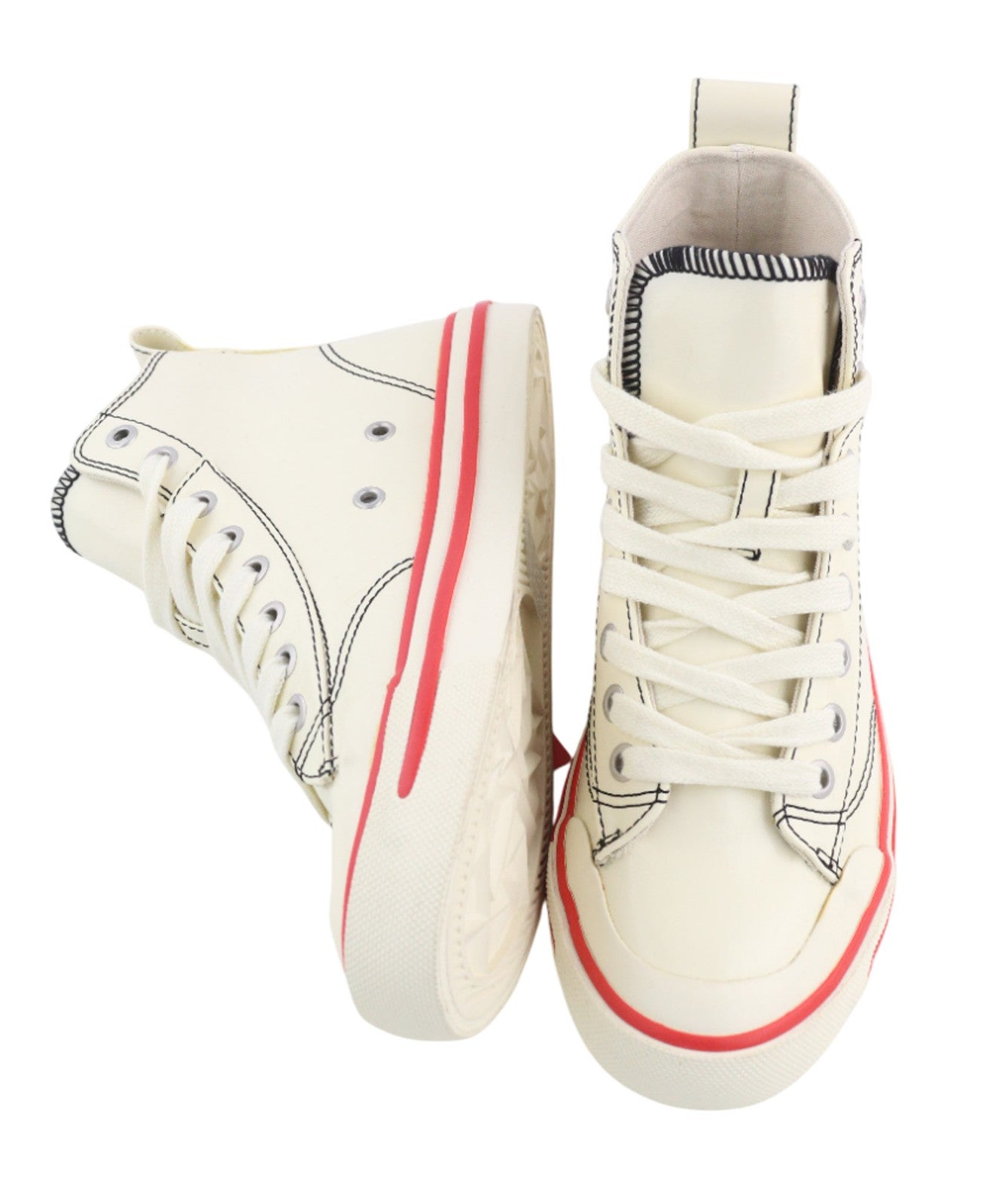 DIESEL A-Athos Mid moteriški sportbačiai, UK4 EU36, balti, migdolų spalvos, aukšti, RRP 175 