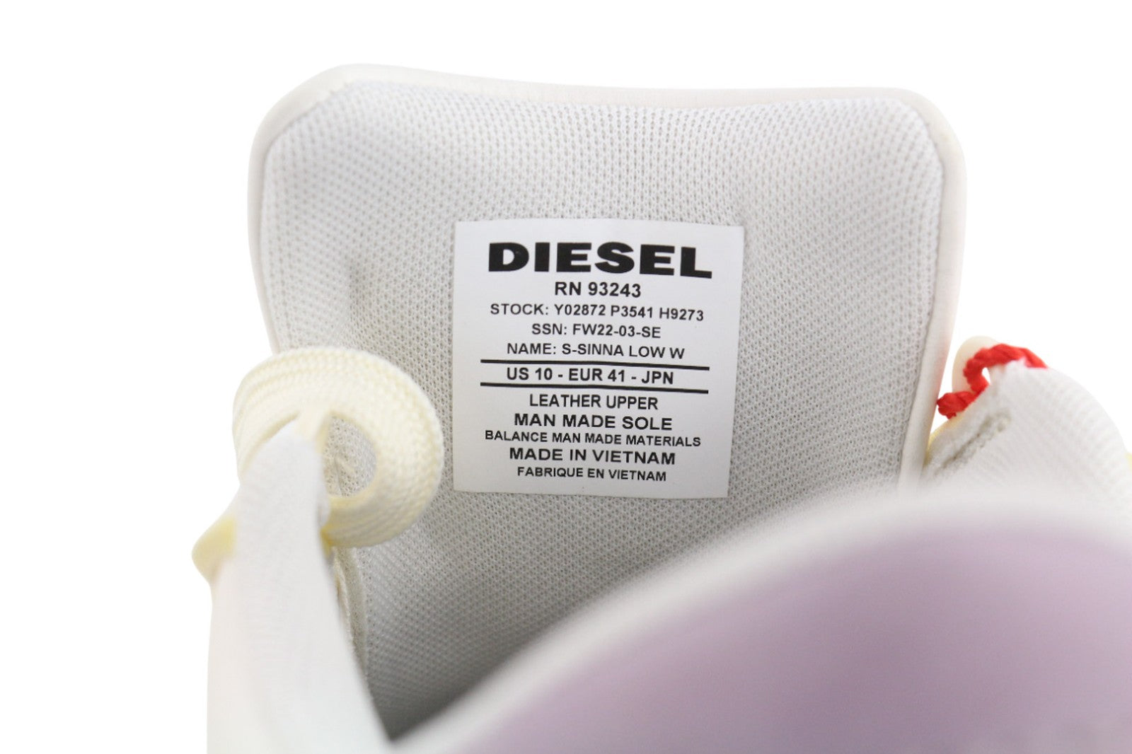 DIESEL S-Sinna žemakulniai moteriški sportbačiai, UK8, EU41, balti, odiniai, žemakulniai, nėriniuoti, RRP195 