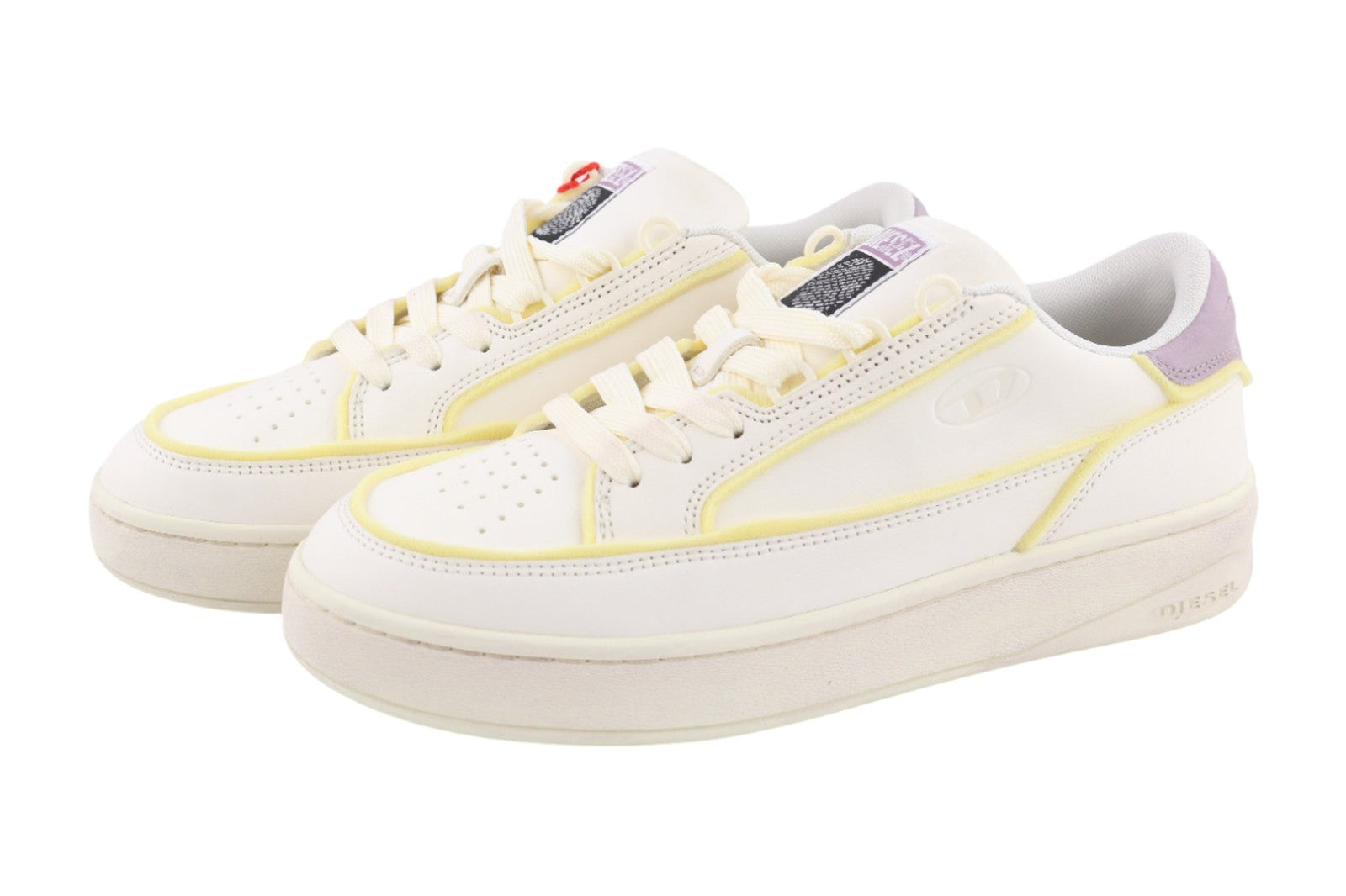 DIESEL S-Sinna žemakulniai moteriški sportbačiai, UK8, EU41, balti, odiniai, žemakulniai, nėriniuoti, RRP195 