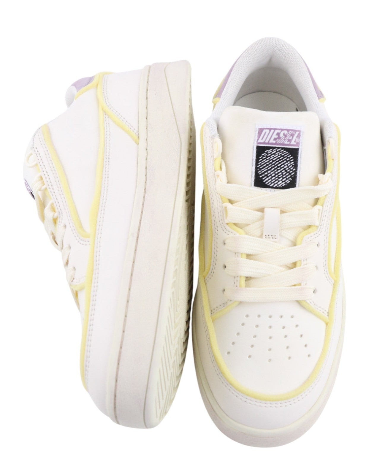 DIESEL S-Sinna žemakulniai moteriški sportbačiai, UK8, EU41, balti, odiniai, žemakulniai, nėriniuoti, RRP195 