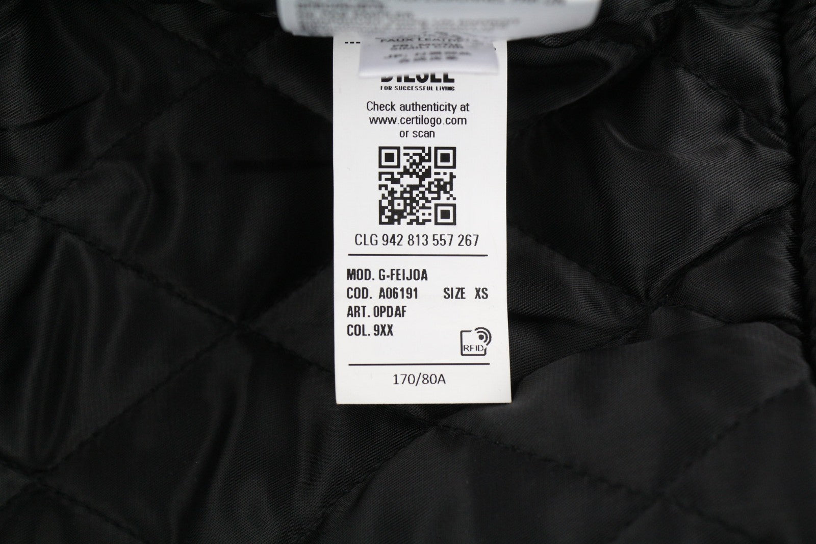 DIESEL G-Feijoa moteriška striukė XS, juoda, dengta, izoliuota, polo apykakle, striukė 