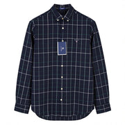 GANT Tech Prep Oxford Check Men Shirt M Navy Regular Button-Down Neck Casual