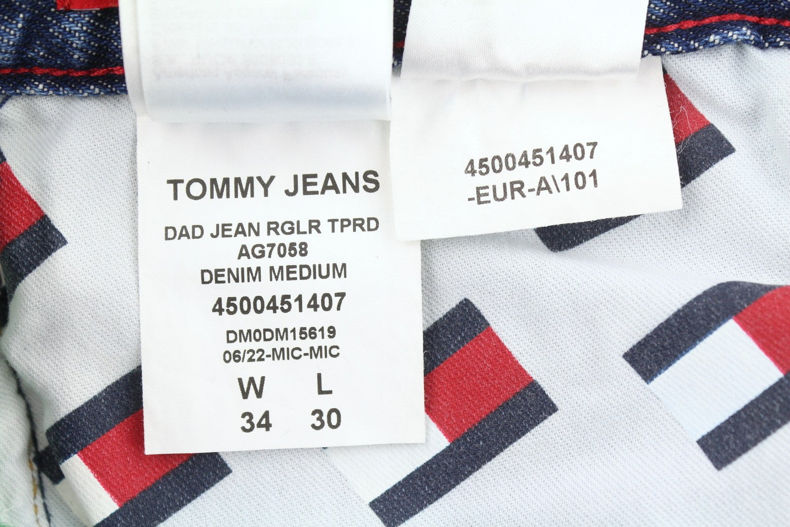 TOMMY HILFIGER Dad Men Jeans W34/L30 Blue Regular Tapered Straight Zip Fly Denim