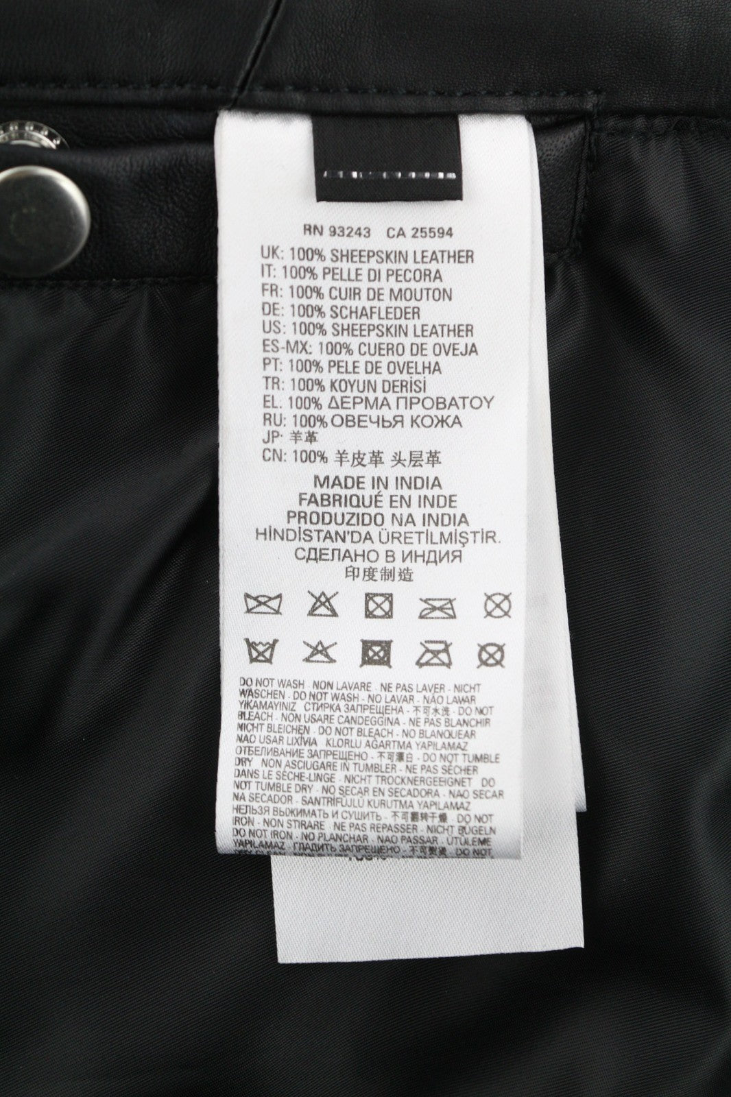 DIESEL R-Pusmir Men Jacket S Black Sheep Leather Lined Asymmetric Zip Detail