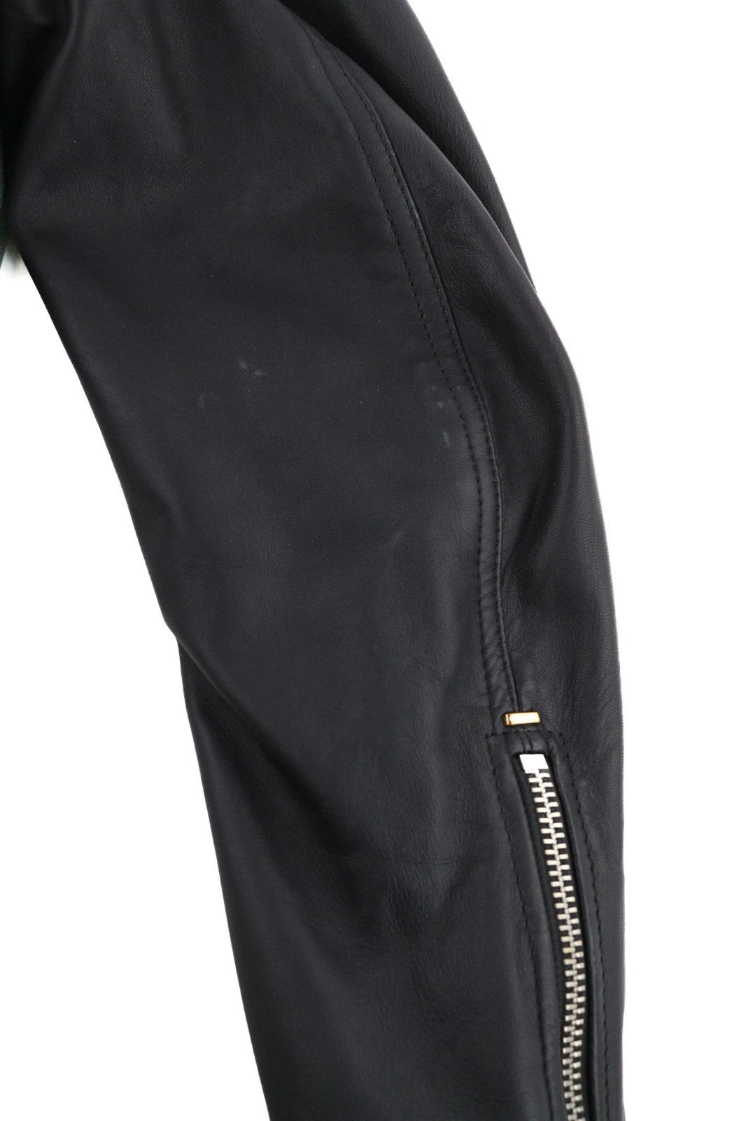 DIESEL R-Pusmir Men Jacket S Black Sheep Leather Lined Asymmetric Zip Detail