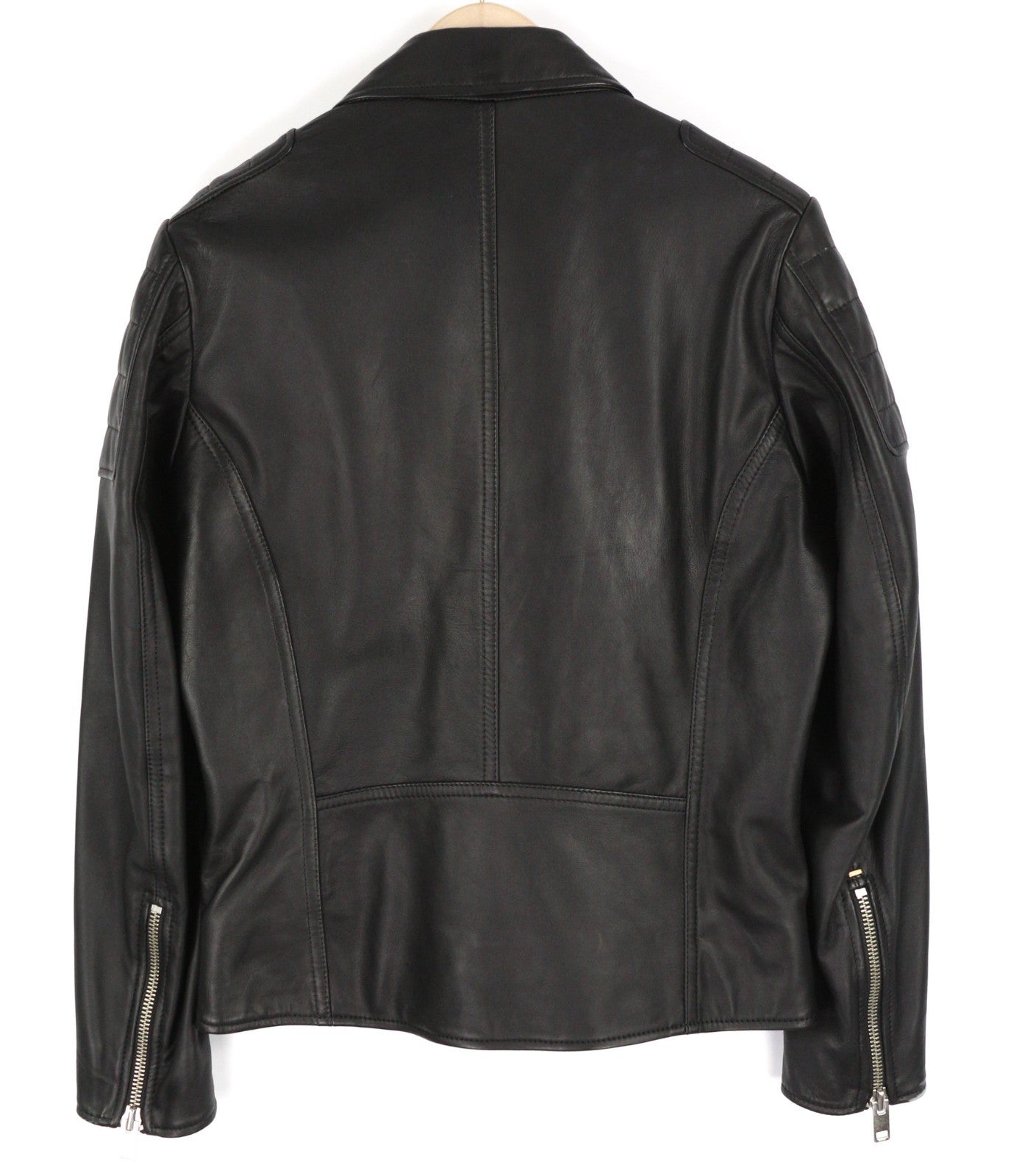 DIESEL R-Pusmir Men Jacket S Black Sheep Leather Lined Asymmetric Zip Detail