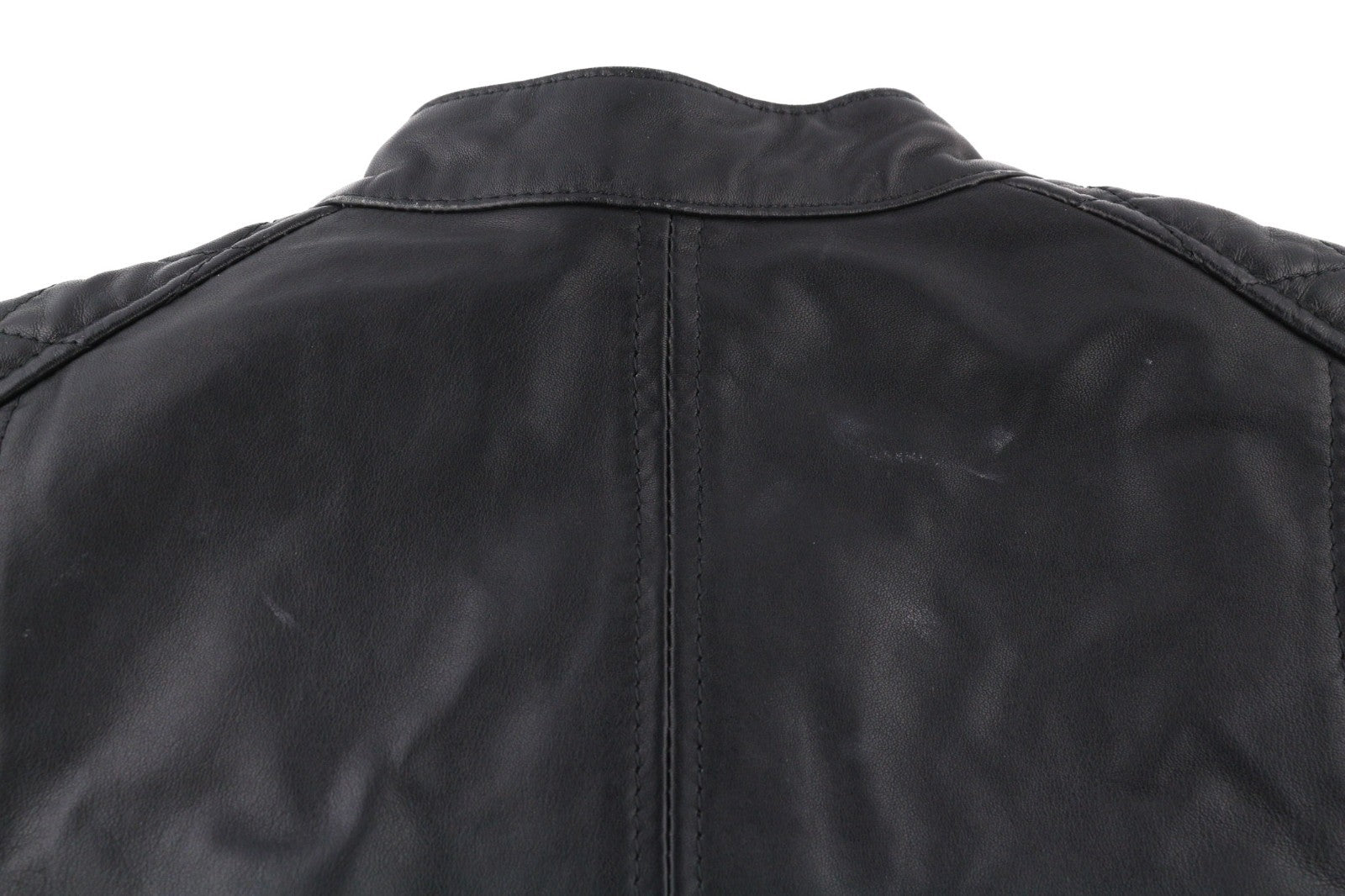 DIESEL L-Marton Men Jacket S Black Leather Lightweight Band Neck Zip Jacket