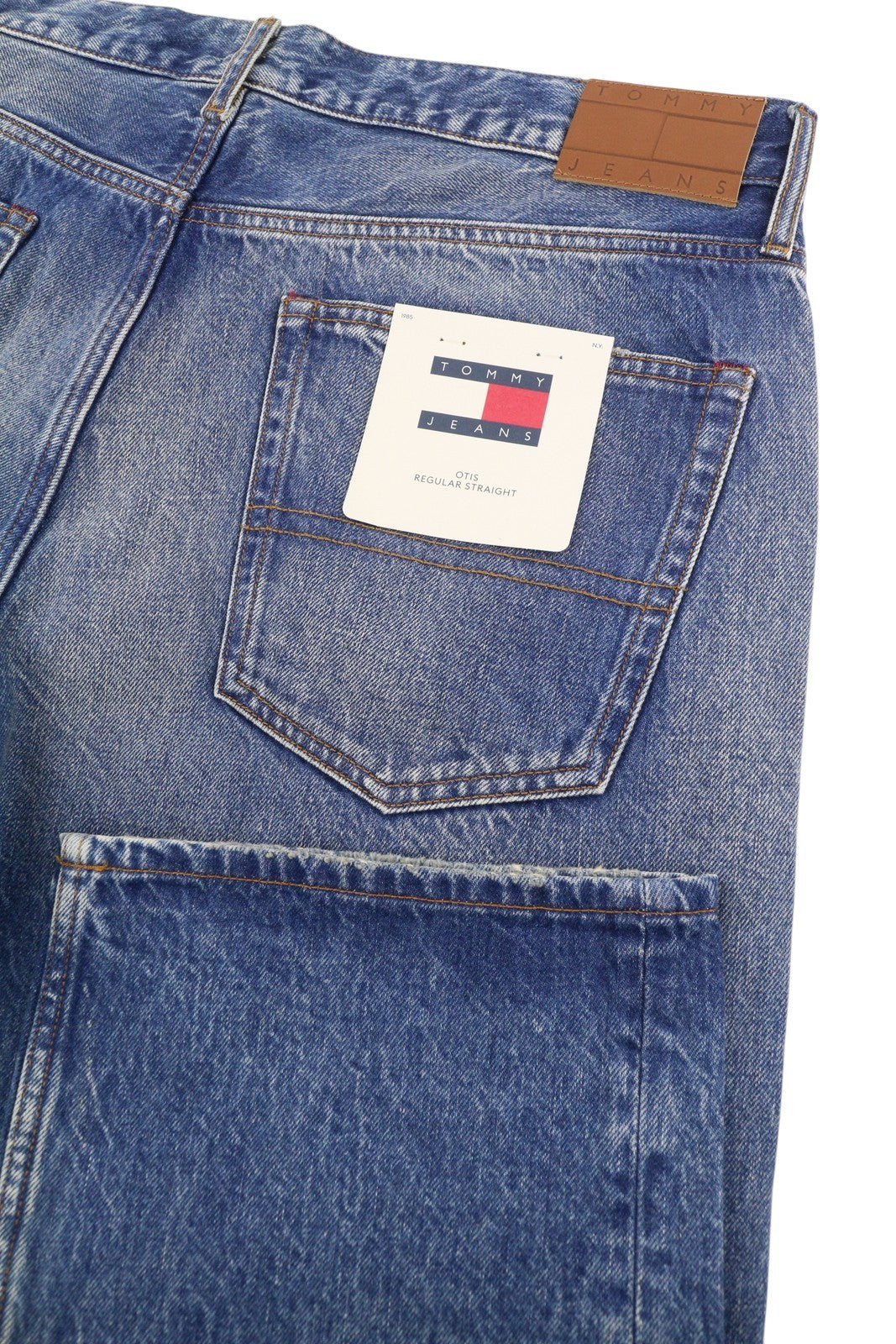 TOMMY HILFIGER Otis vyriški džinsai W36/L32 mėlyni, išblukę, įprasti, tiesūs. 