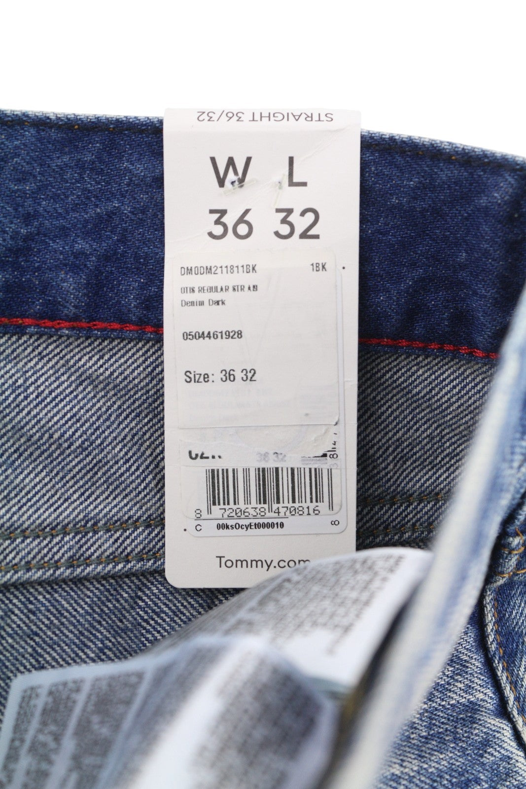 TOMMY HILFIGER Otis vyriški džinsai W36/L32 mėlyni, išblukę, įprasti, tiesūs. 