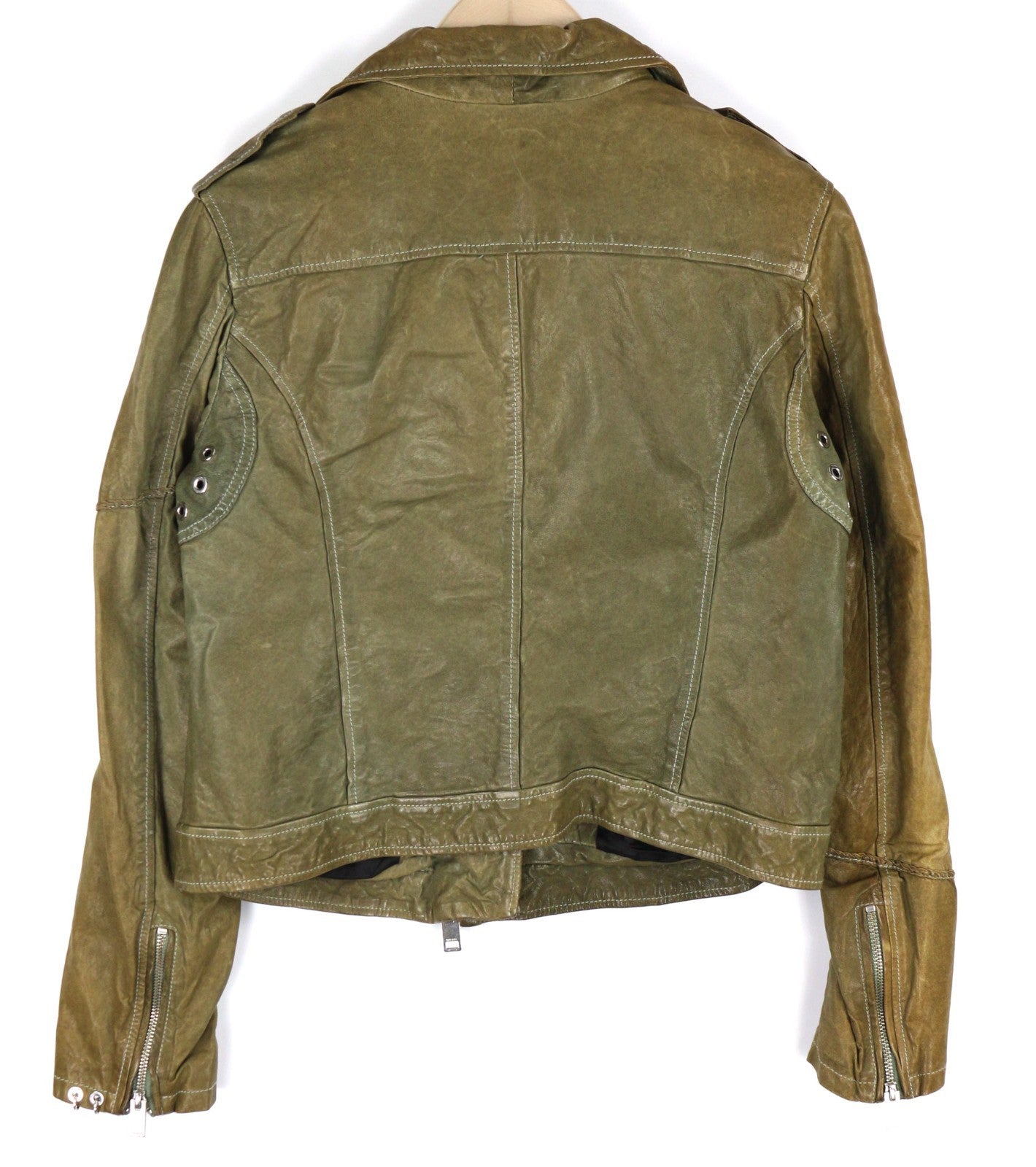 DIESEL R-Sery moteriška striukė L dydžio ėriuko odos asimetrinė užtrauktuku su įpjova apykakle 