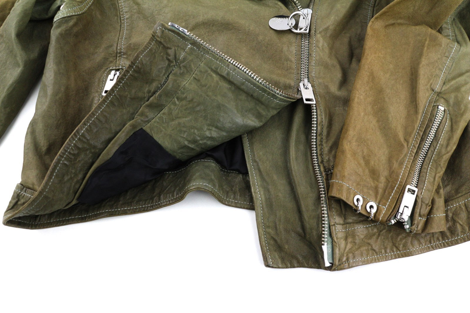 DIESEL R-Sery moteriška striukė L dydžio ėriuko odos asimetrinė užtrauktuku su įpjova apykakle 