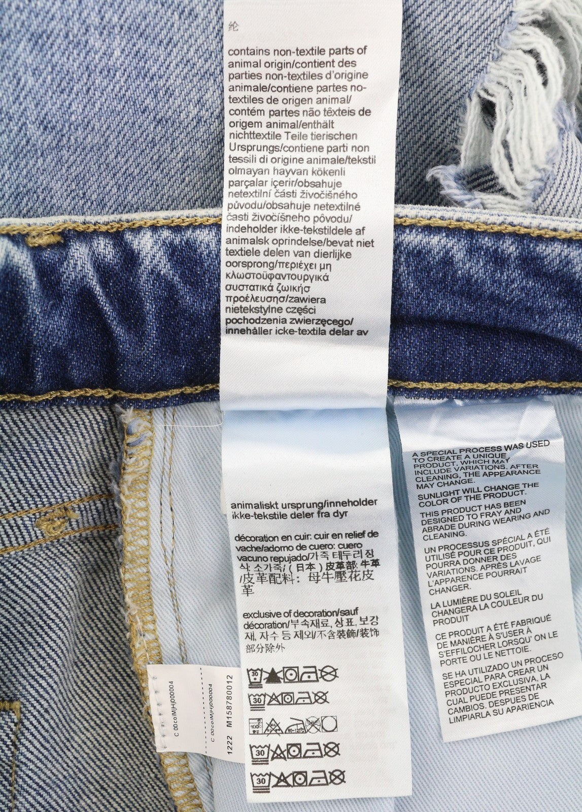 CALVIN KLEIN Slim vyriški džinsai W32/L30 Blue Faded Whiskers Distress Ripped Denim