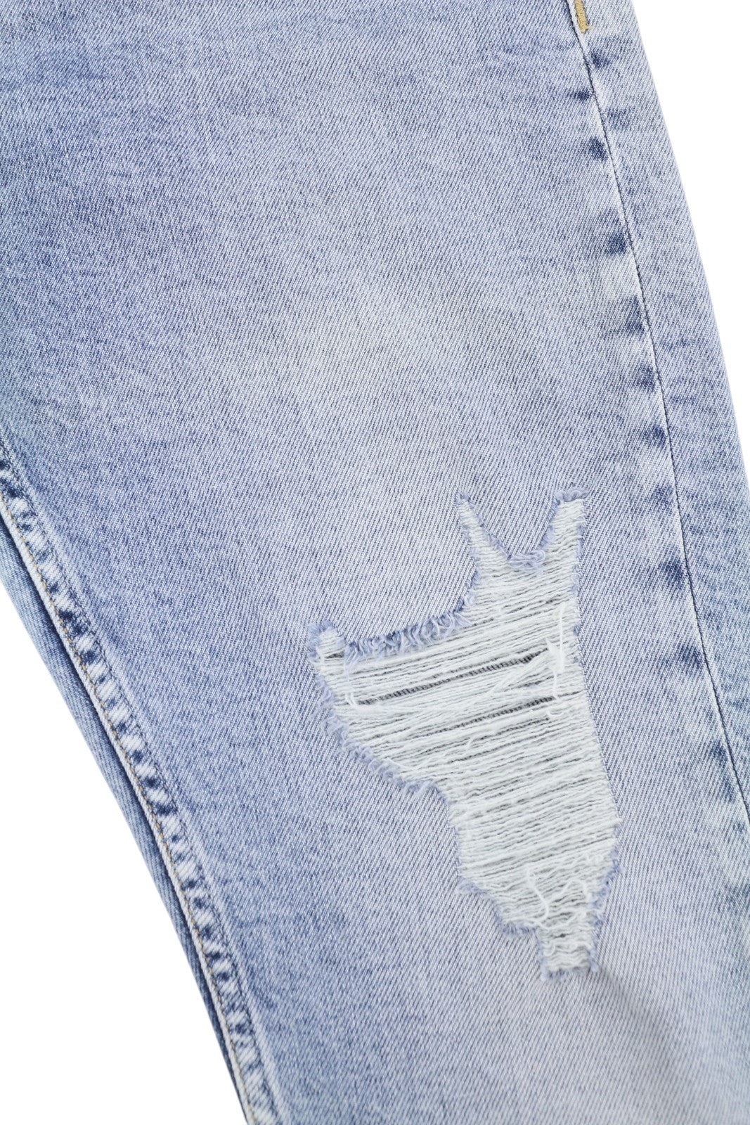 CALVIN KLEIN Slim vyriški džinsai W32/L30 Blue Faded Whiskers Distress Ripped Denim