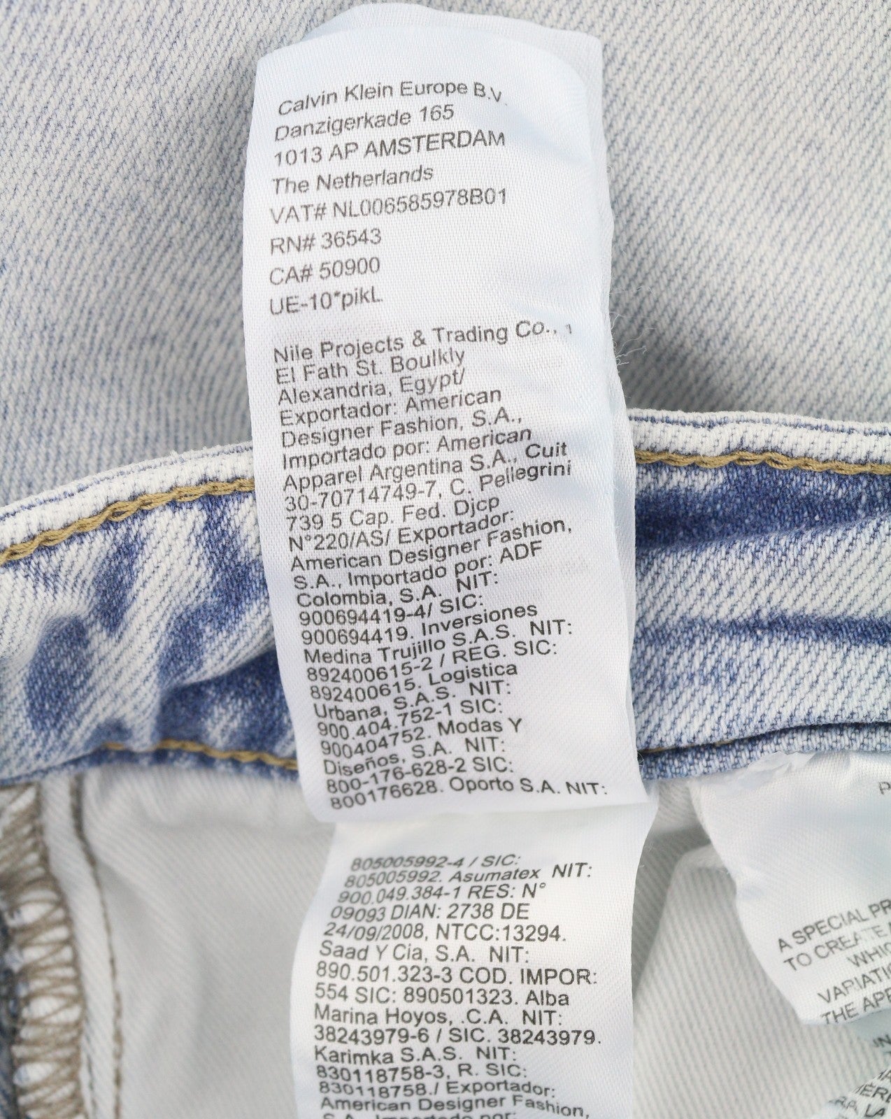 CALVIN KLEIN Slim Straight Men Jeans W34/L32 Blue Faded Whiskers Zip Fly Denim