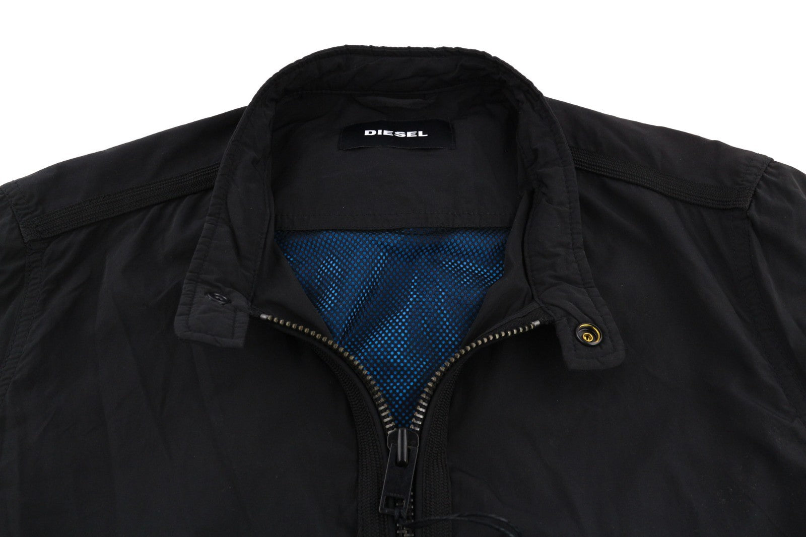 DIESEL J-Rum Men Jacket M Black Lightweight Band Neck Zip Jacket with Pockets