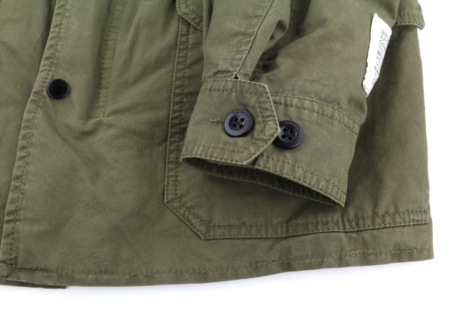 DIESEL Jamede Men Jacket S Khaki High Neck Zip Lined Drawstring Waist Logo