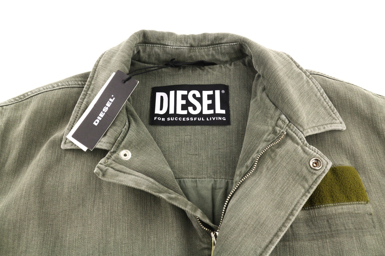 DIESEL J-Georg Men Jacket L Military Denim Jacket Distressed Lightweight RRP395