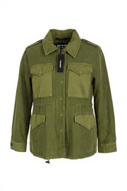 DIESEL G-Claudia Women Jacket S Linen Blend Drawstring Hidden Closure RRRP395