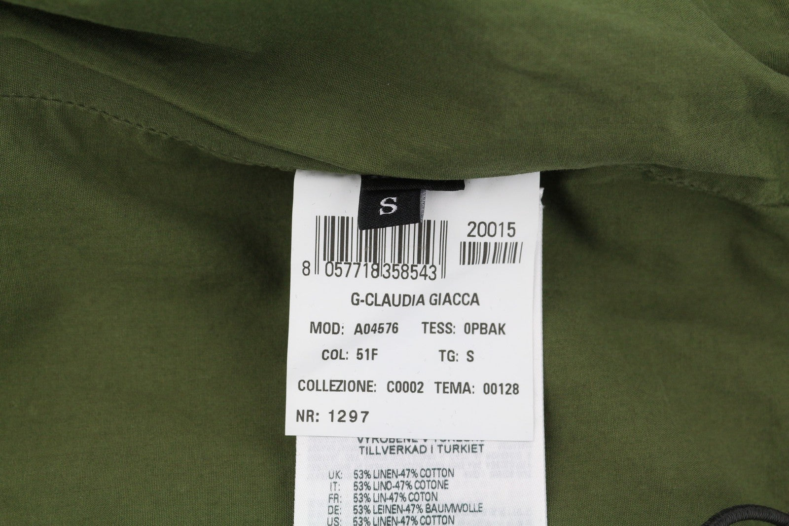 DIESEL G-Claudia Women Jacket S Linen Blend Drawstring Hidden Closure RRRP395