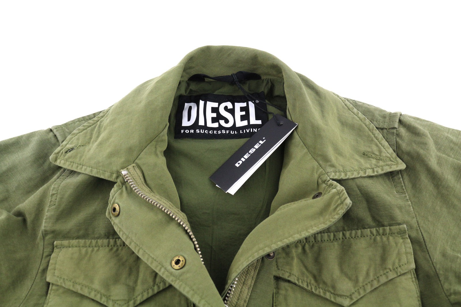 DIESEL G-Claudia Women Jacket S Linen Blend Drawstring Hidden Closure RRRP395