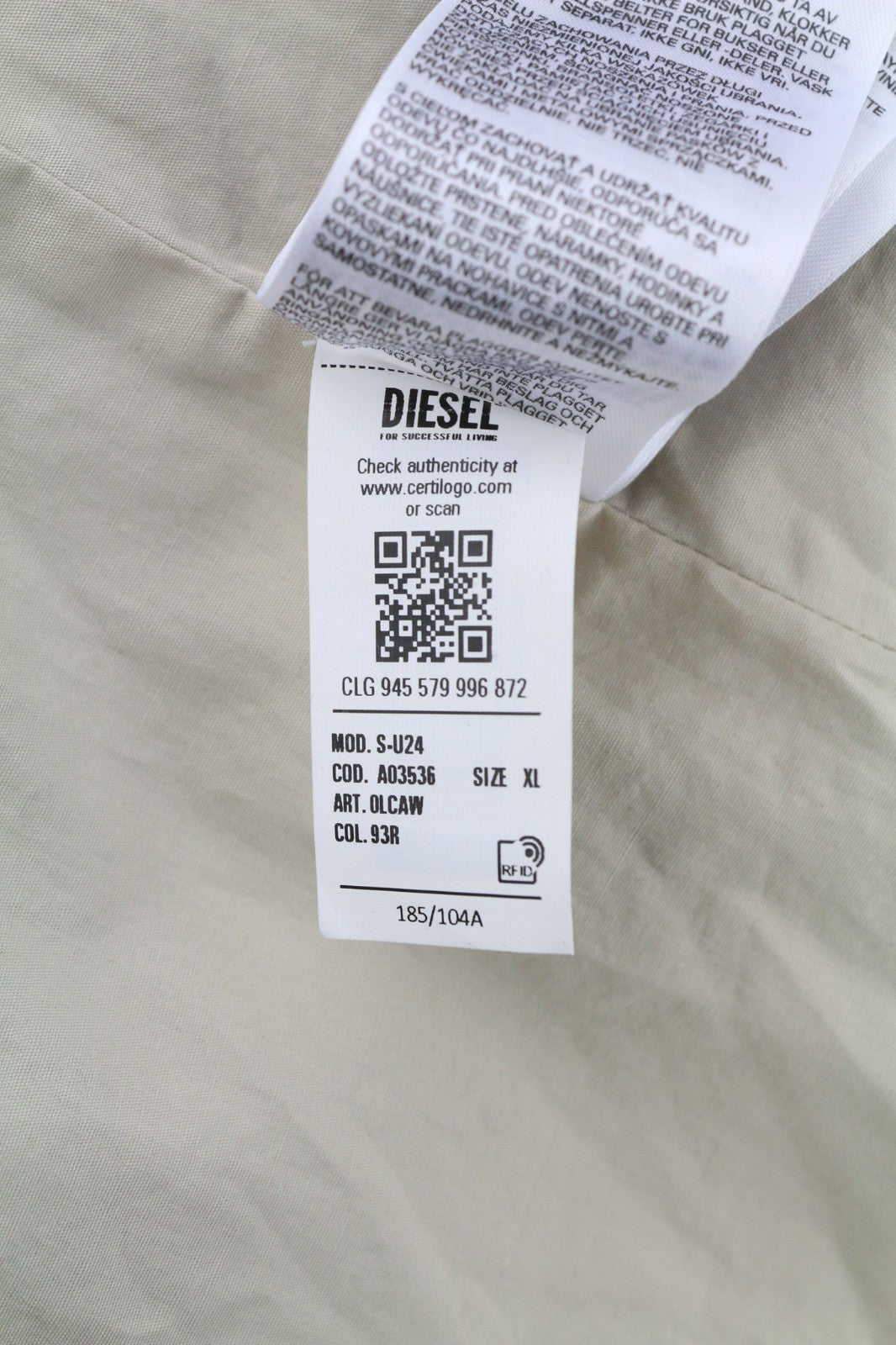 DIESEL S-U24 Men Jacket XL Shiny Snap Button Lined Lightweight Polo Neck RRP275