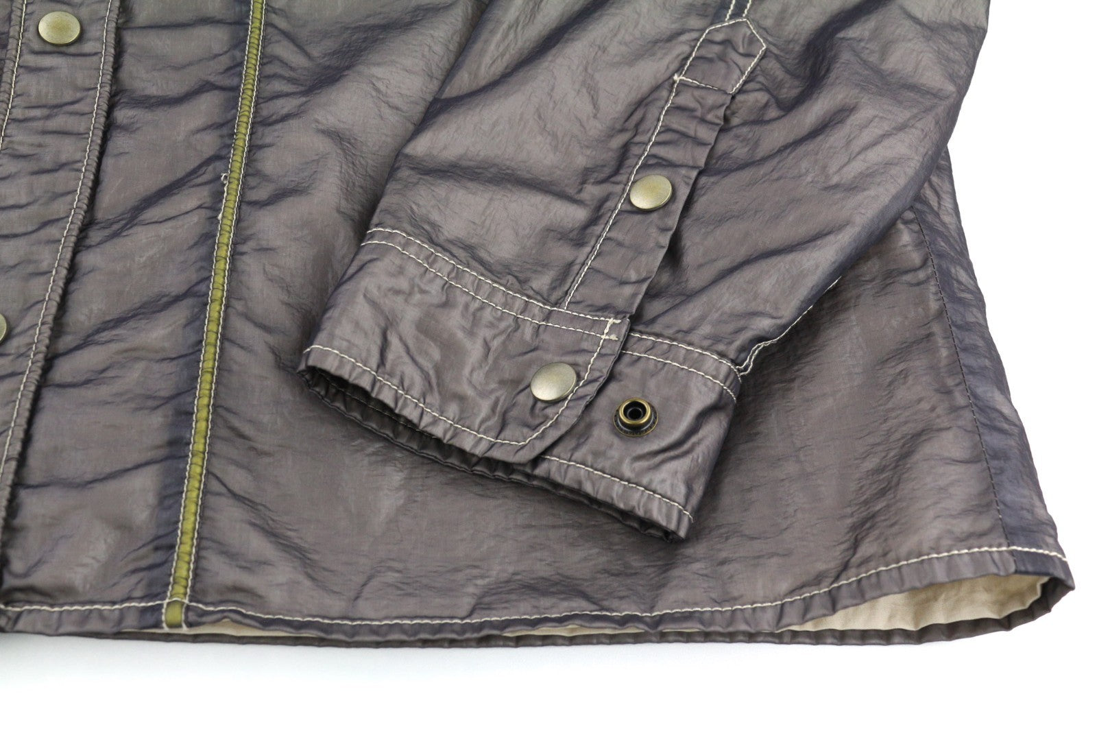 DIESEL S-U24 Men Jacket XL Shiny Snap Button Lined Lightweight Polo Neck RRP275