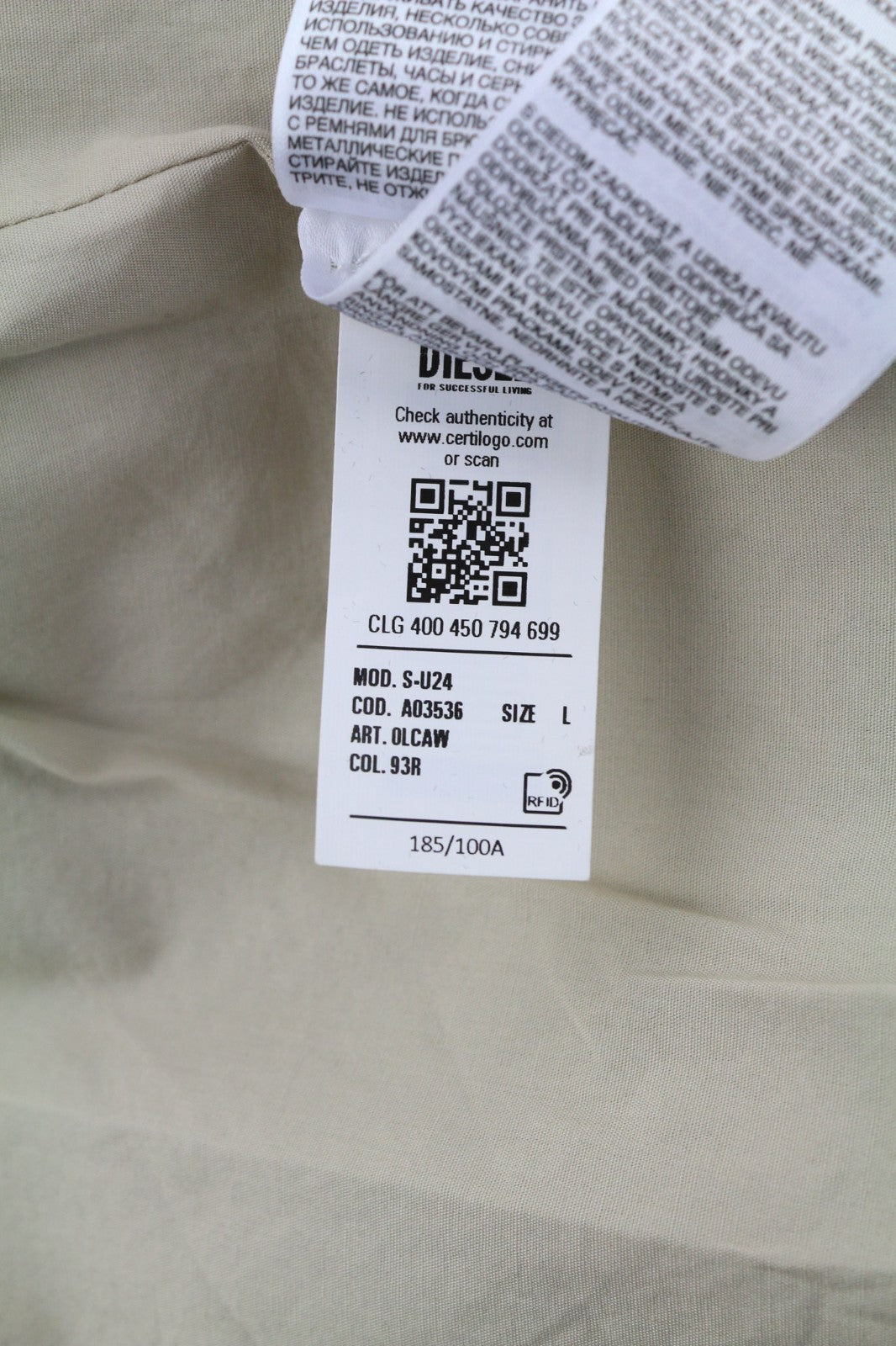 DIESEL S-U24 Men Jacket L Shiny Snap Button Lined Polo Collar Lightweight RRP275