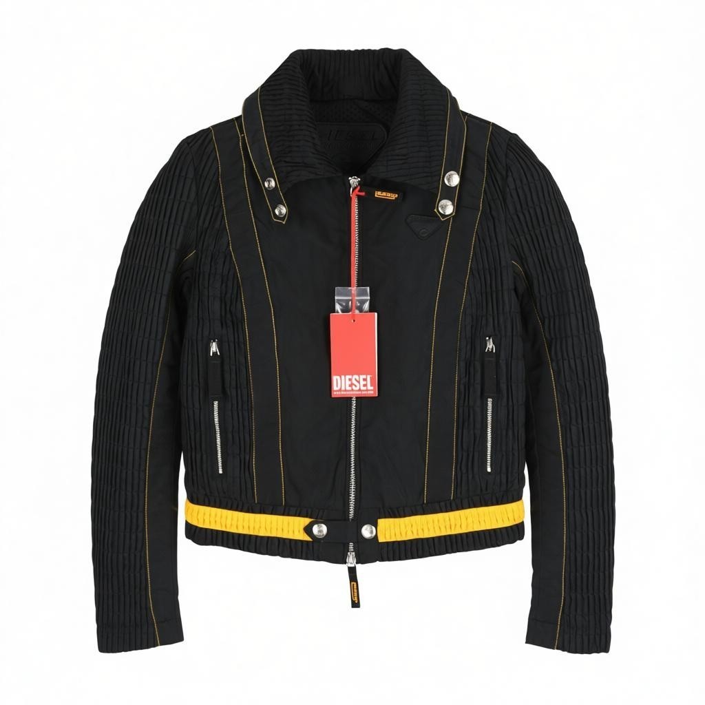 DIESEL G-Ritas Women Jacket S Black Textured Lined Single Breasted Polo RRP250