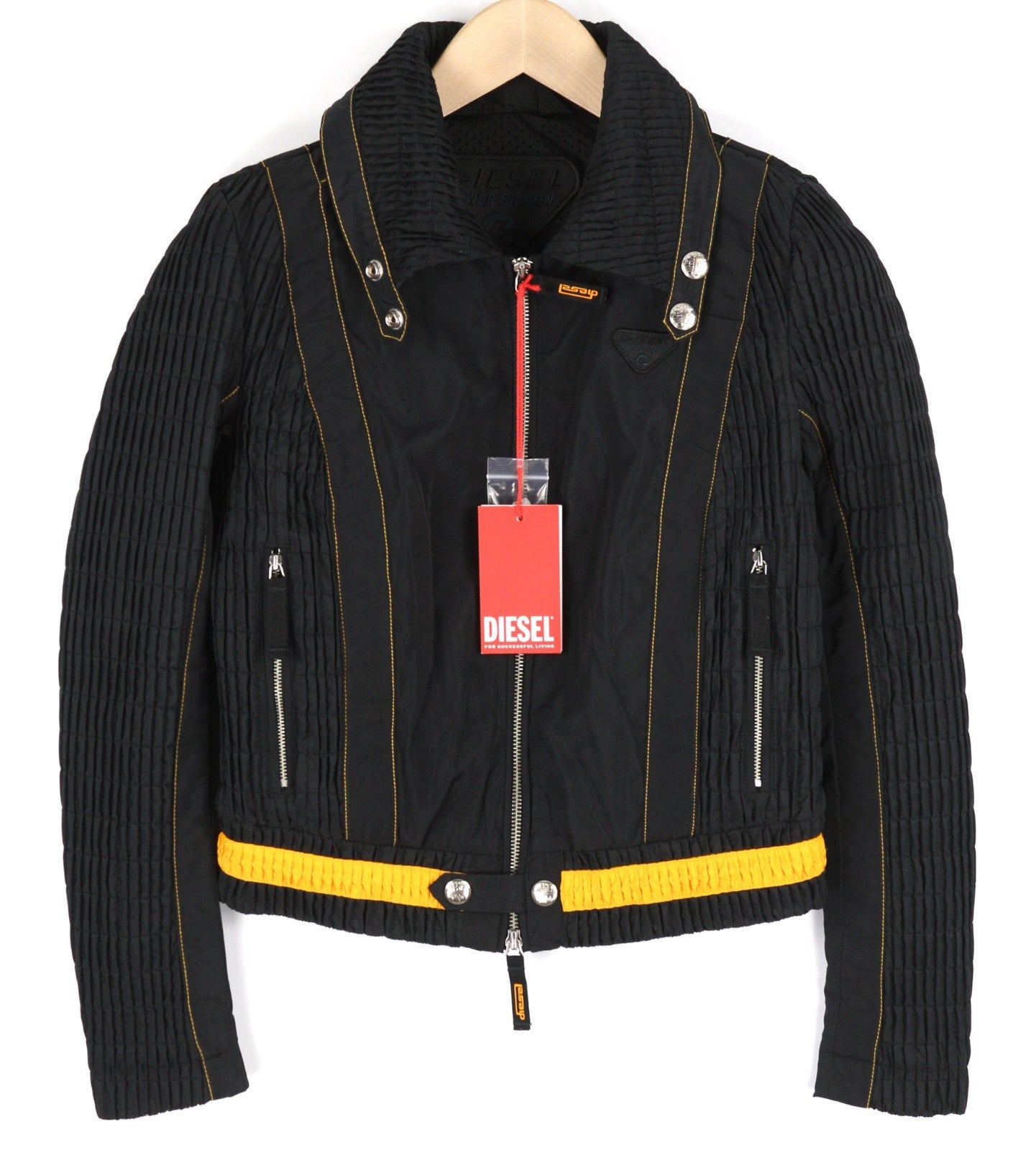 DIESEL G-Ritas Women Jacket S Black Textured Lined Single Breasted Polo RRP250