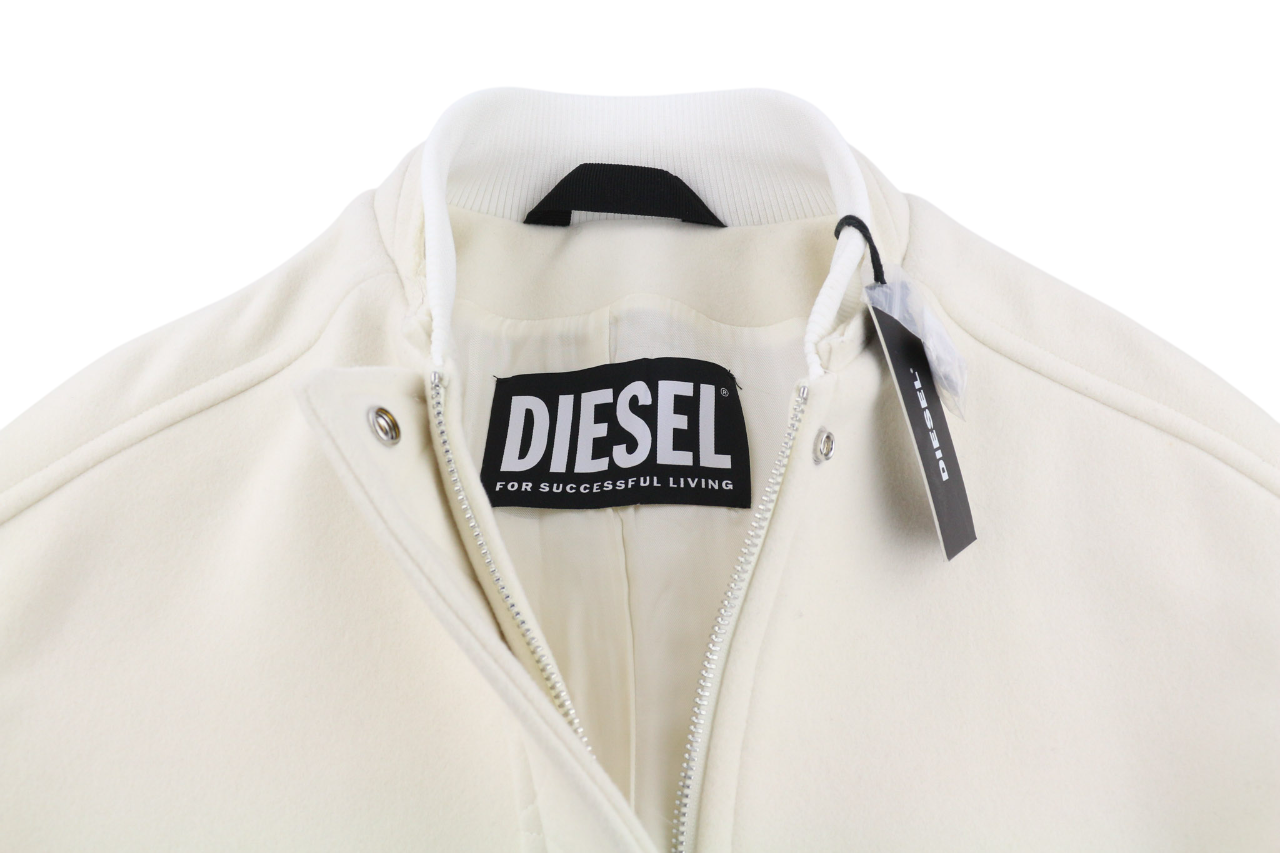 DIESEL W-Lethea Women Coat S Light Wool Blend Zip Mid-Length Coat Patch RRP590