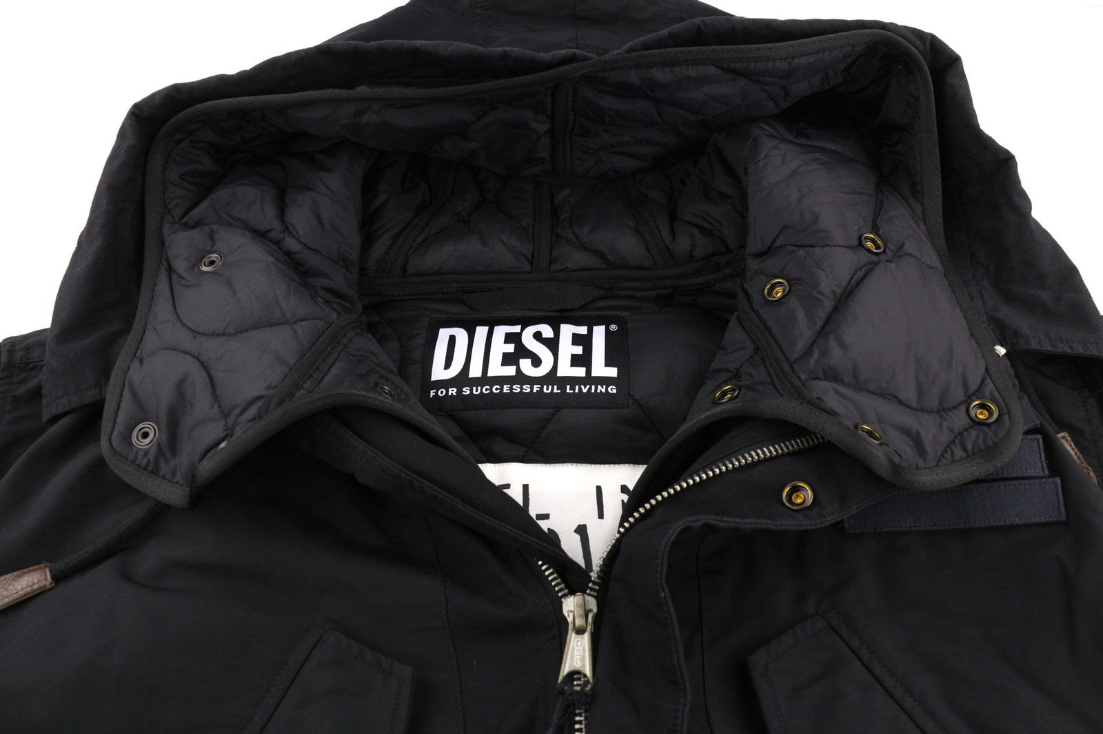 DIESEL W-Miles Men Jacket L Black 2in1 Parka Insulated Drawstring Waist RRP475