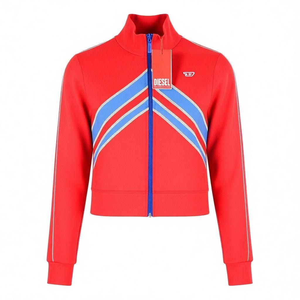 DIESEL F-Macs Women Sweatshirt S Cropped Patterned Zip High Neck RRP195