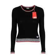 DIESEL M-Arianne Women Jumper M Black Stretch Knit Pullover Crew Neck RRP175