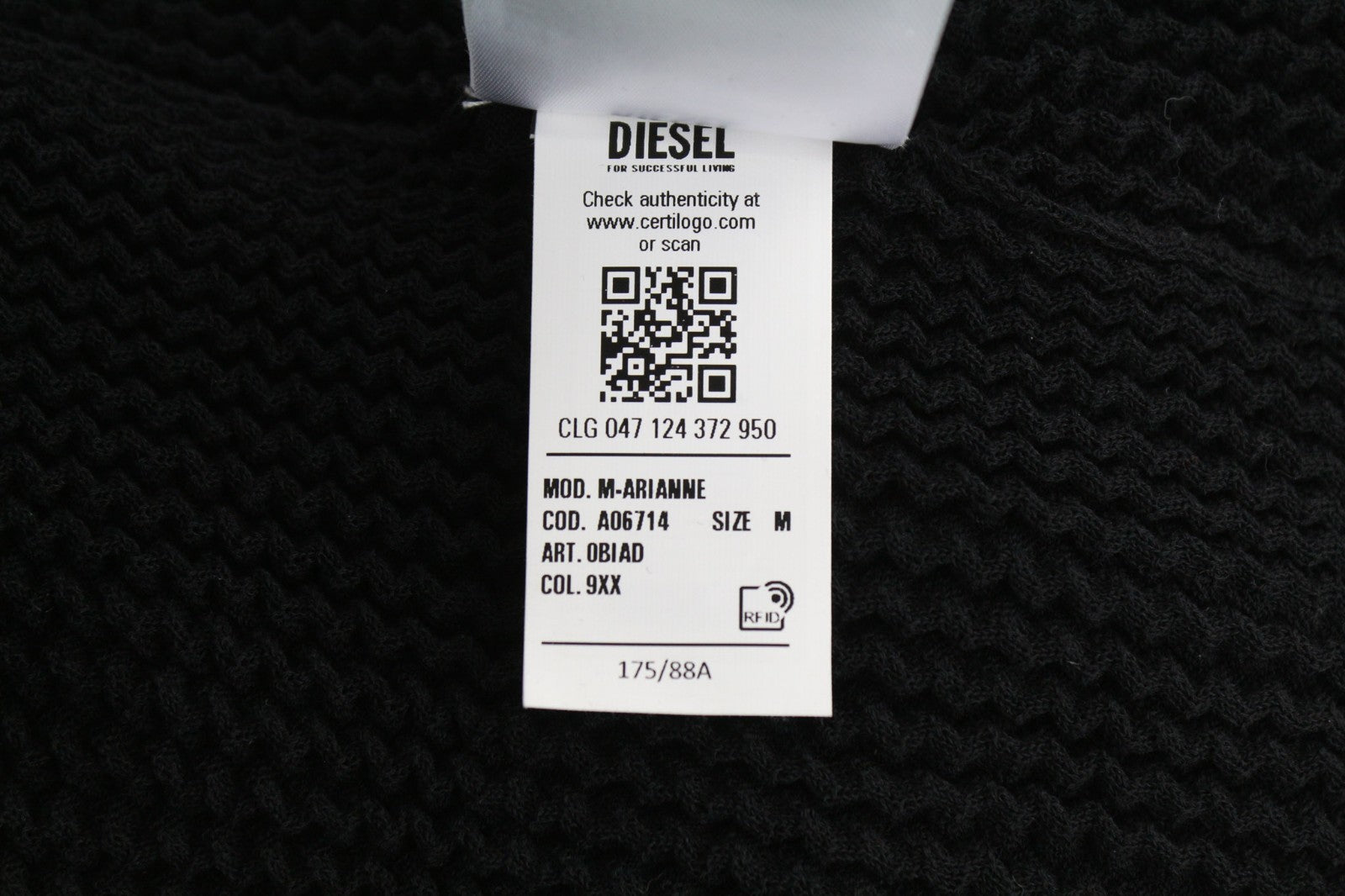 DIESEL M-Arianne Women Jumper M Black Stretch Knit Pullover Crew Neck RRP175