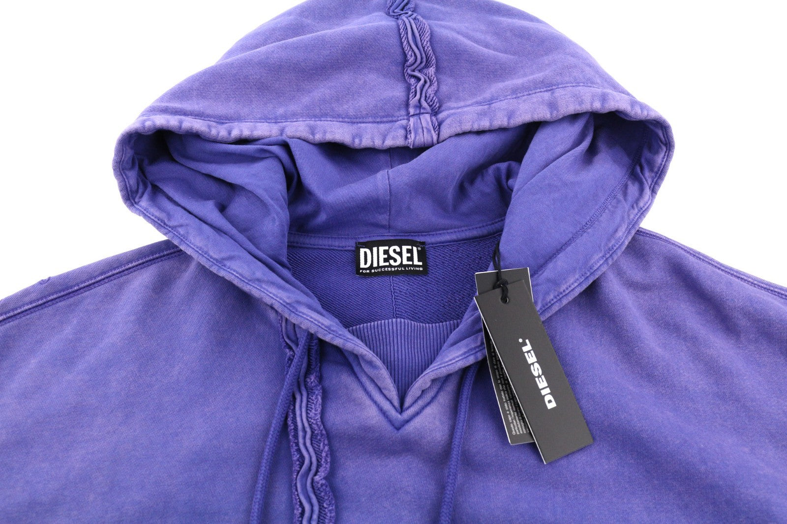 DIESEL F-Mikky Women Hoodie M Blue Washed Hooded Asym Pocket Strap RRP195