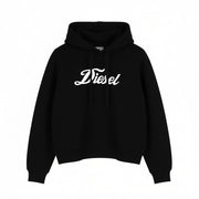DIESEL F-Reggy-Hood Women Hoodie S Black Pull On Logo Straps Long Sleeve RRP175