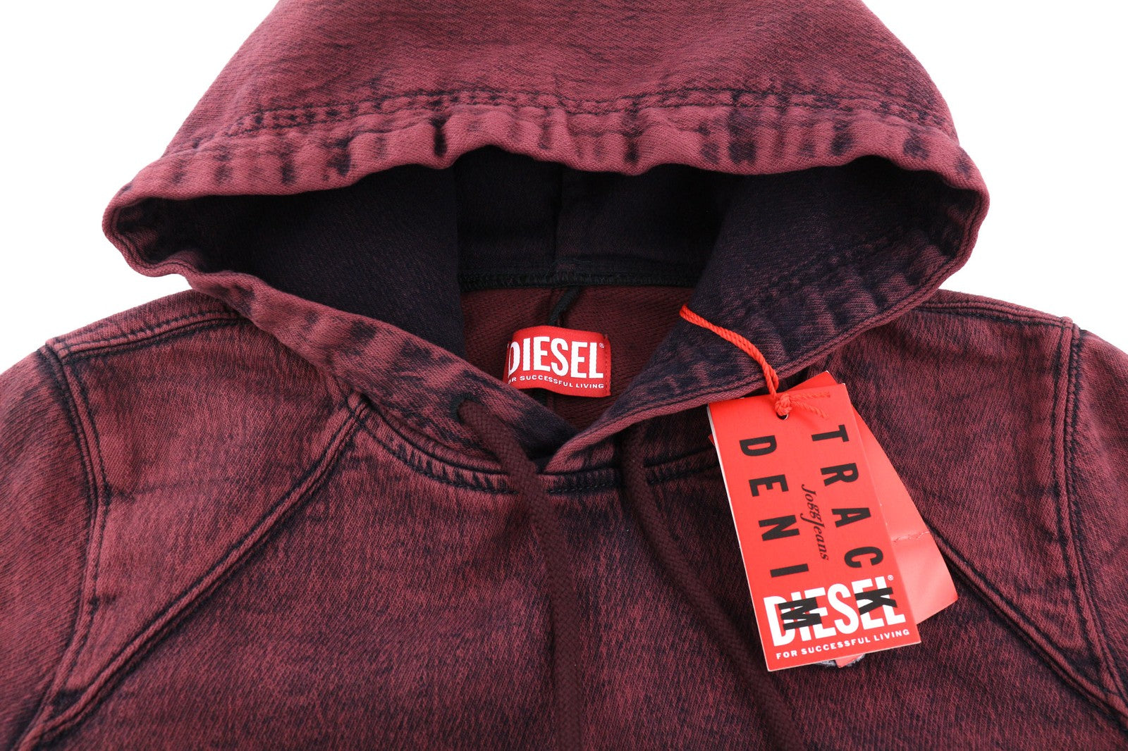 DIESEL D-Angy-Hood Women Hoodie S Burgundy Cropped Pullover Kangaroo RRP300