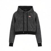 DIESEL D-Angy-Hood Women Hoodie S Grey Washed Cropped Pullover Kangaroo RRP300