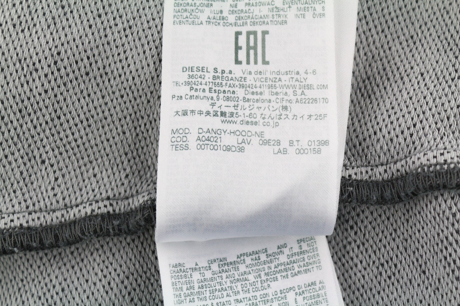 DIESEL D-Angy-Hood Women Hoodie S Grey Washed Cropped Pullover Kangaroo RRP300