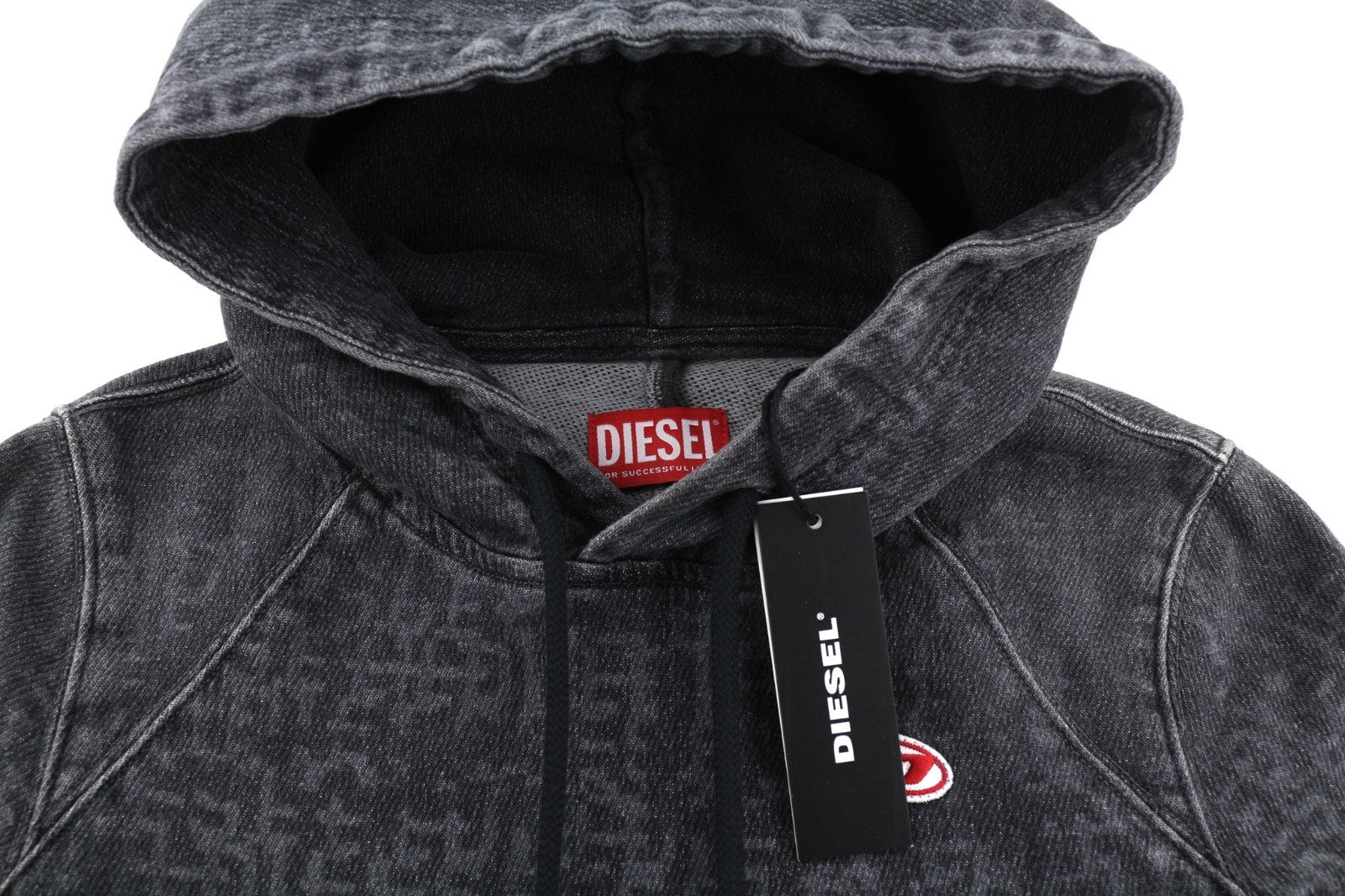 DIESEL D-Angy-Hood Women Hoodie S Grey Washed Cropped Pullover Kangaroo RRP300