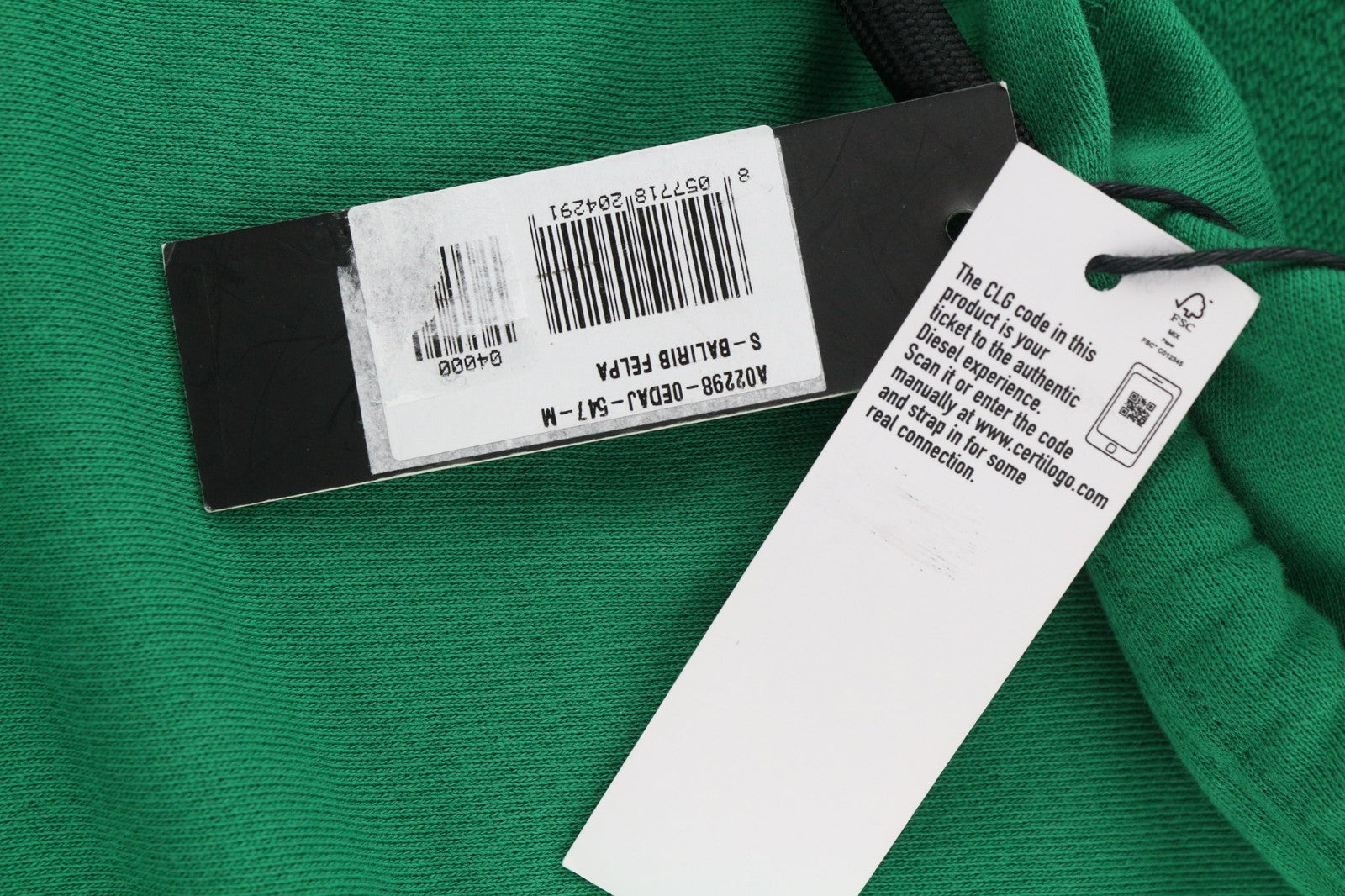 DIESEL S-Balirib Men Hoodie M Green Pullover Kangaroo Strap Long Sleeve RRP175
