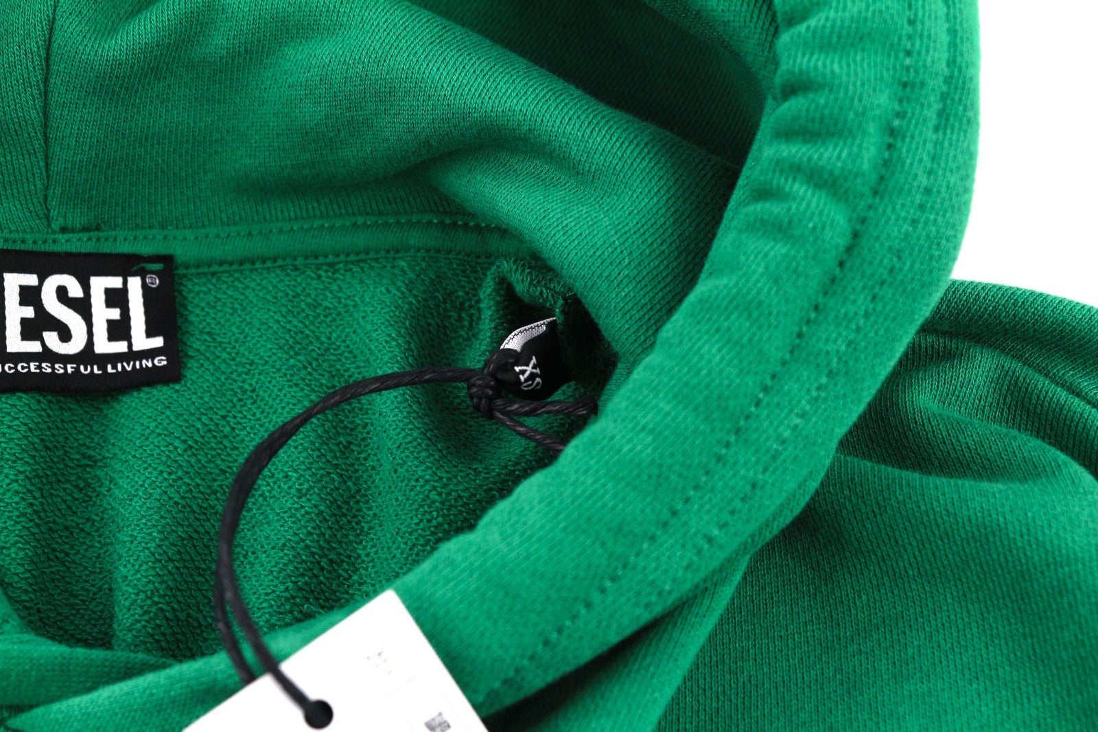 DIESEL S-Balirib Men Hoodie XS Green Pullover Kangaroo Straps Long Sleeve RRP175